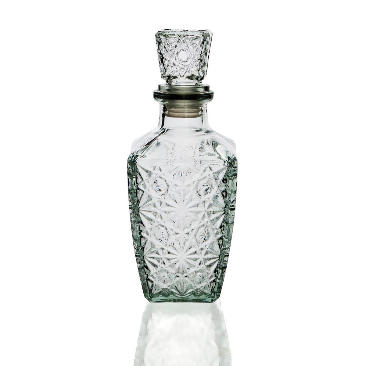 Quid Renova Licorera Rectangular de Vidrio con Tapa de Rosca 0,5 L - Pack 12 Unidades - Apta Frigorífico y Reciclable