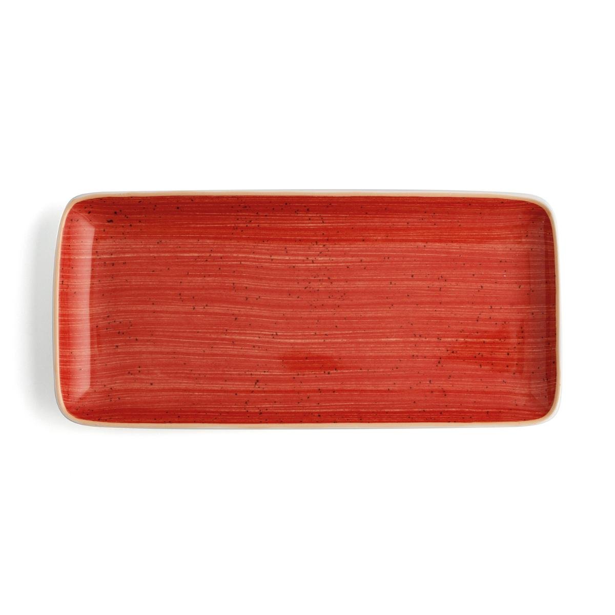 Ariane Fuente Rectangular Porcelana Terra 36x16,5 cm Roja. Apta Lavavajillas, Microondas, Horno hasta 170ºC y Resistente al Choque Térmico.