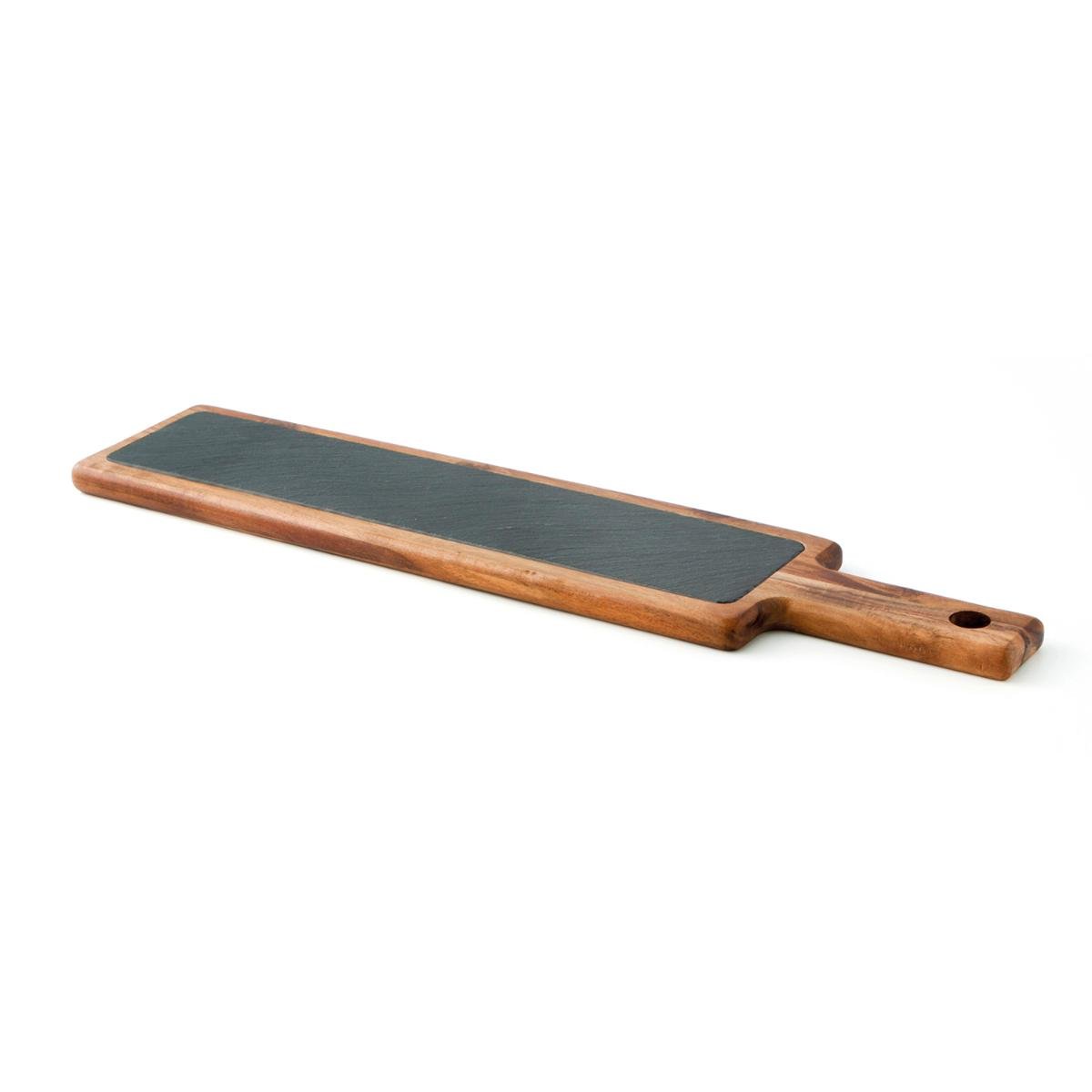 La Bouchée by La Cartuja de Sevilla Tabla de Pizarra Aram para Presentación, 55x12x2 cm, Acabado Rugoso, Fácil Limpieza