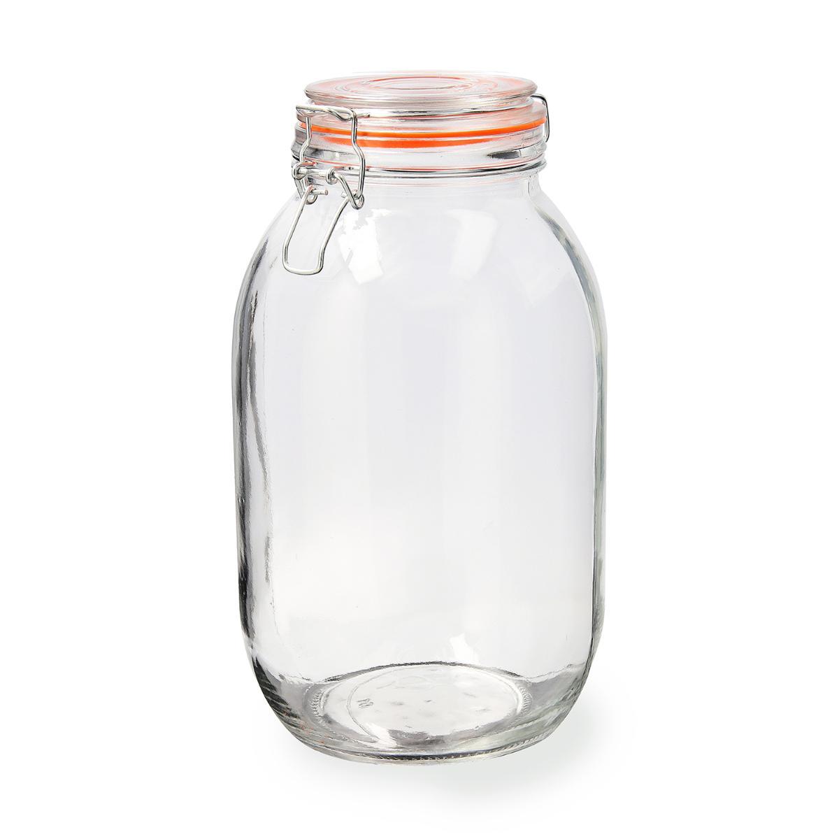 Quid Tarro Hermético New Canette Vidrio 3 L Transparente con Cierre Conserva Apto Lavavajillas