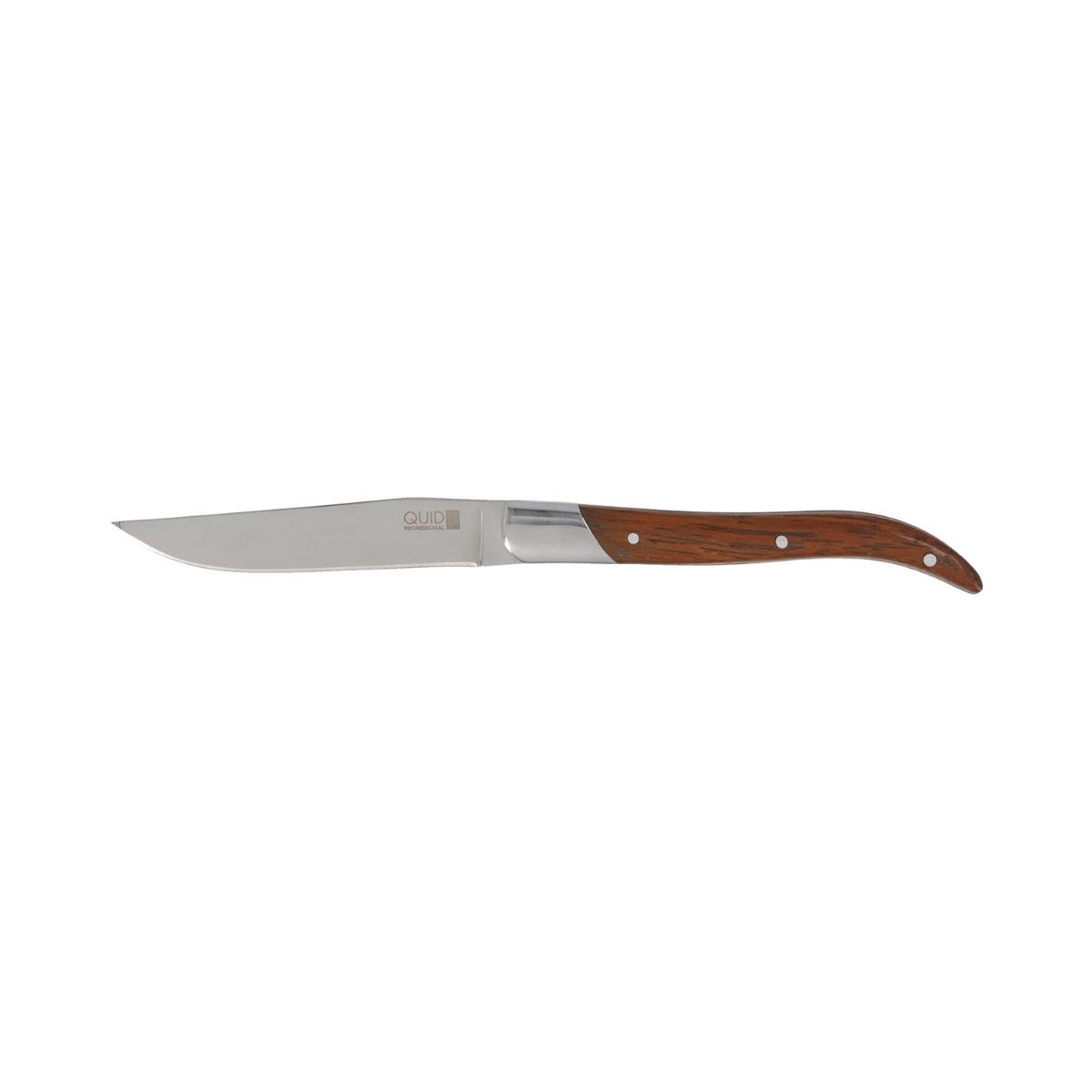 Quid Professional Cuchillo chuletero Narbona 22 cm con Mango de Acero Inoxidable y Madera, fácil de limpiar, apto lavavajillas