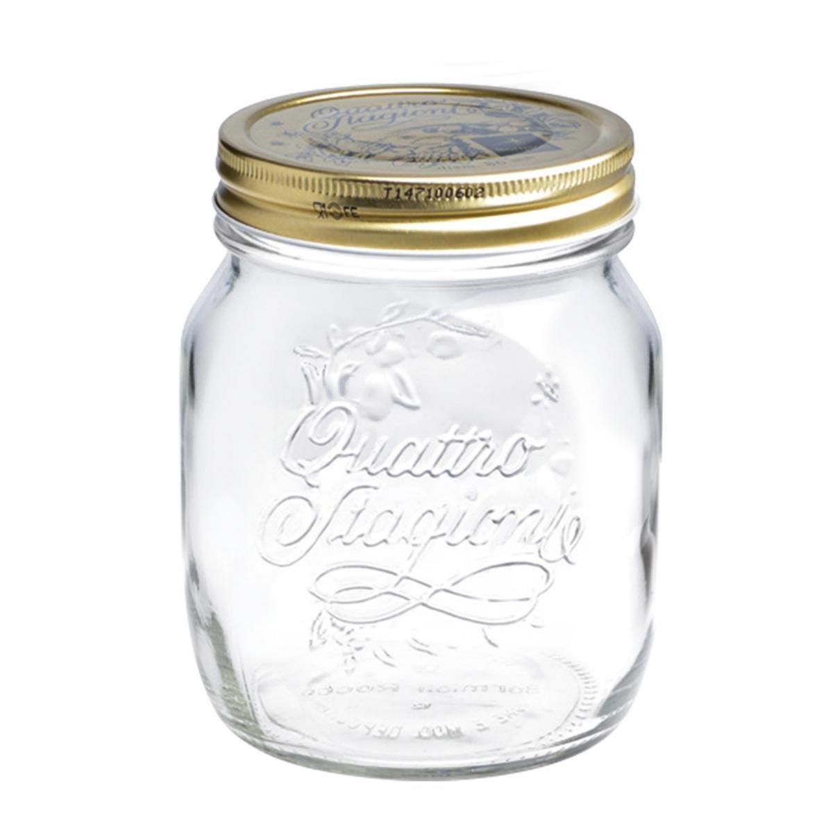 Bormioli Rocco Tarro Conserva Vidrio Quattro Stagioni 70 cL (12 Unidades) Tapa Rosca Apto Lavavajillas Fabricado en Italia