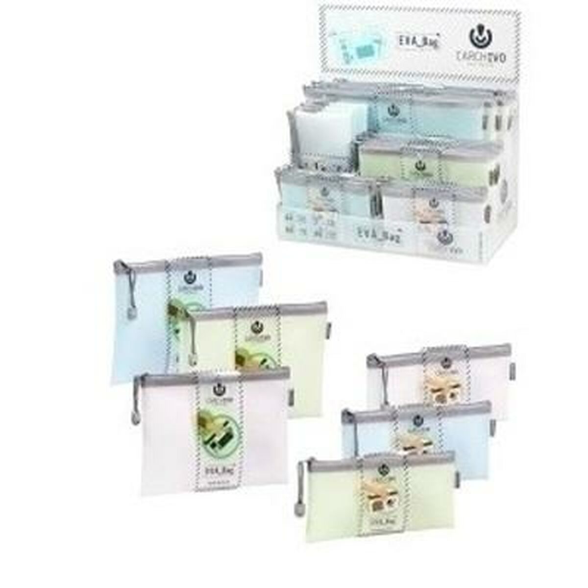 Carchivo Pack 12 Bolsas Cremallera Eva-Bag Tamaño Check Colores Surtidos 45013099