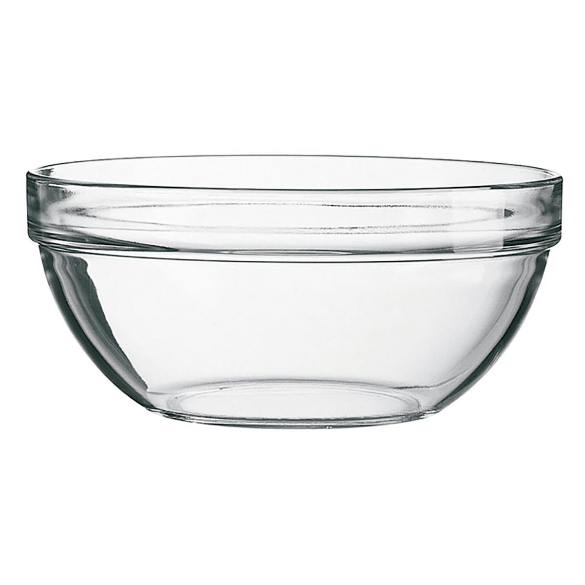 Arcoroc Set 6 Boles Apilables de Vidrio Templado 9 cm Transparente. Apto Lavavajillas y Microondas. Extra Resistente.