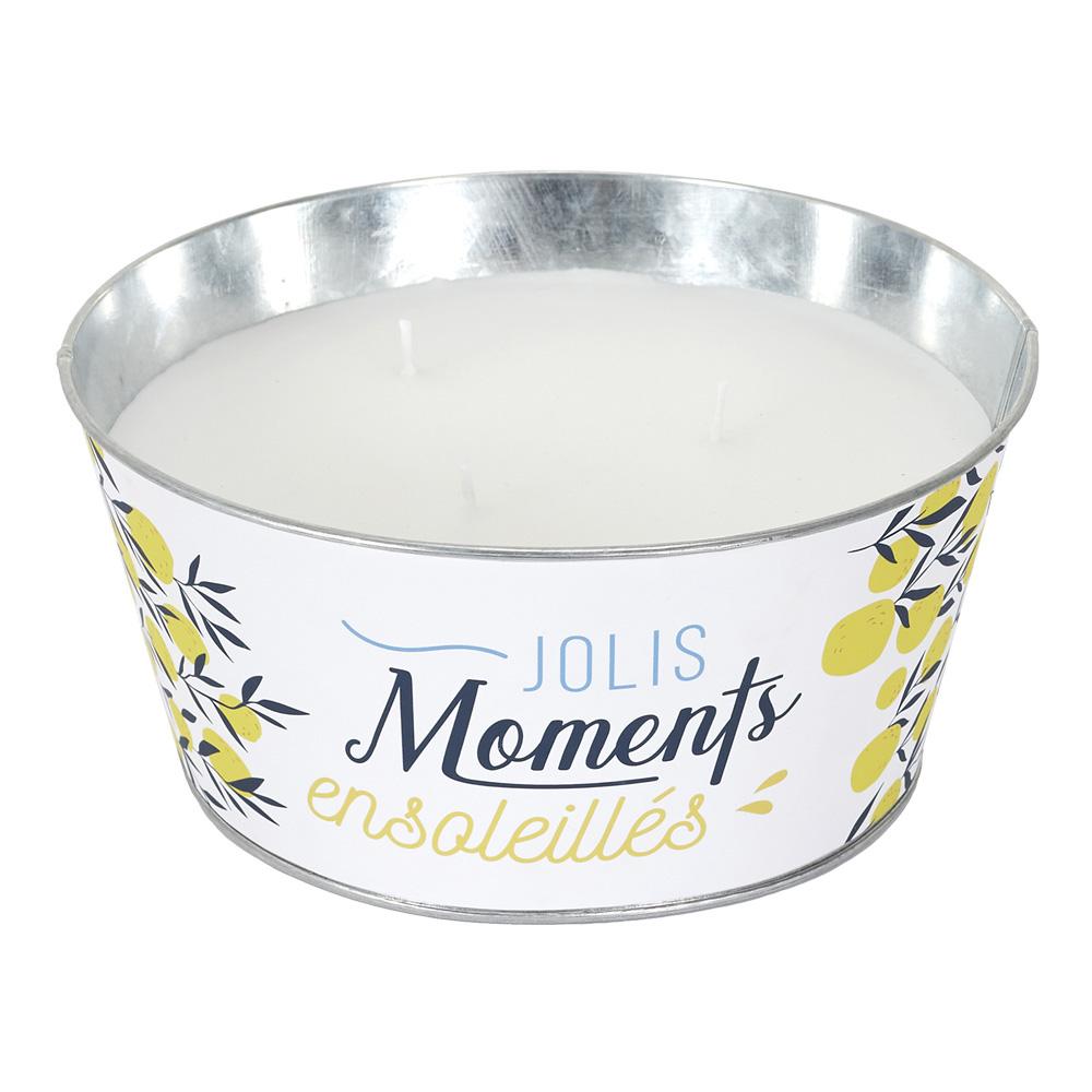 Home Deco Factory Vela Citronela en cubo de metal, 20 cm diámetro x 9.5 cm altura, 750 g