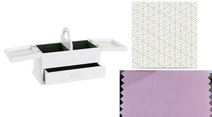 DKD Home Decor Joyero Romántico de MDF y Cristal Rosa Palo Blanco 17x24x30 cm