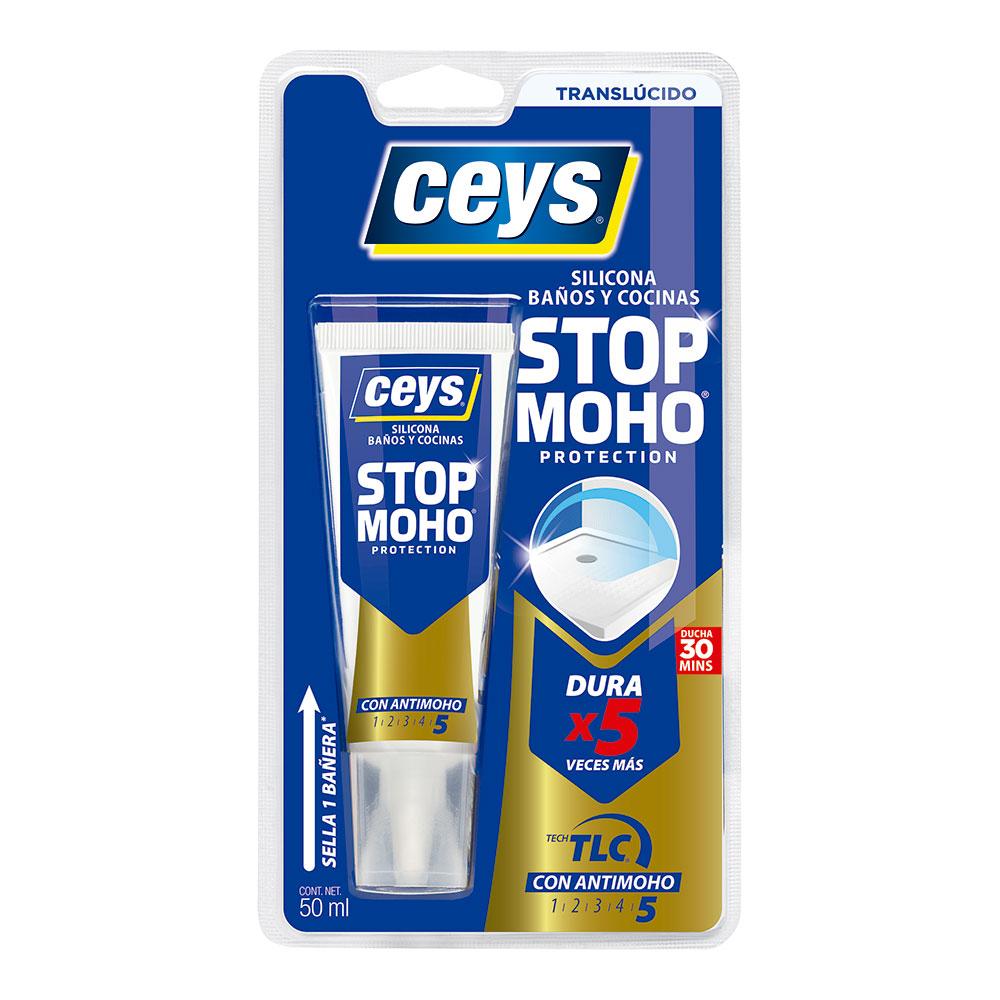 Ceys 505584 Silicona Stop Moho x5 Transparente 50 ml, secado 30 minutos, especial baños y cocinas, dura 5 veces más
