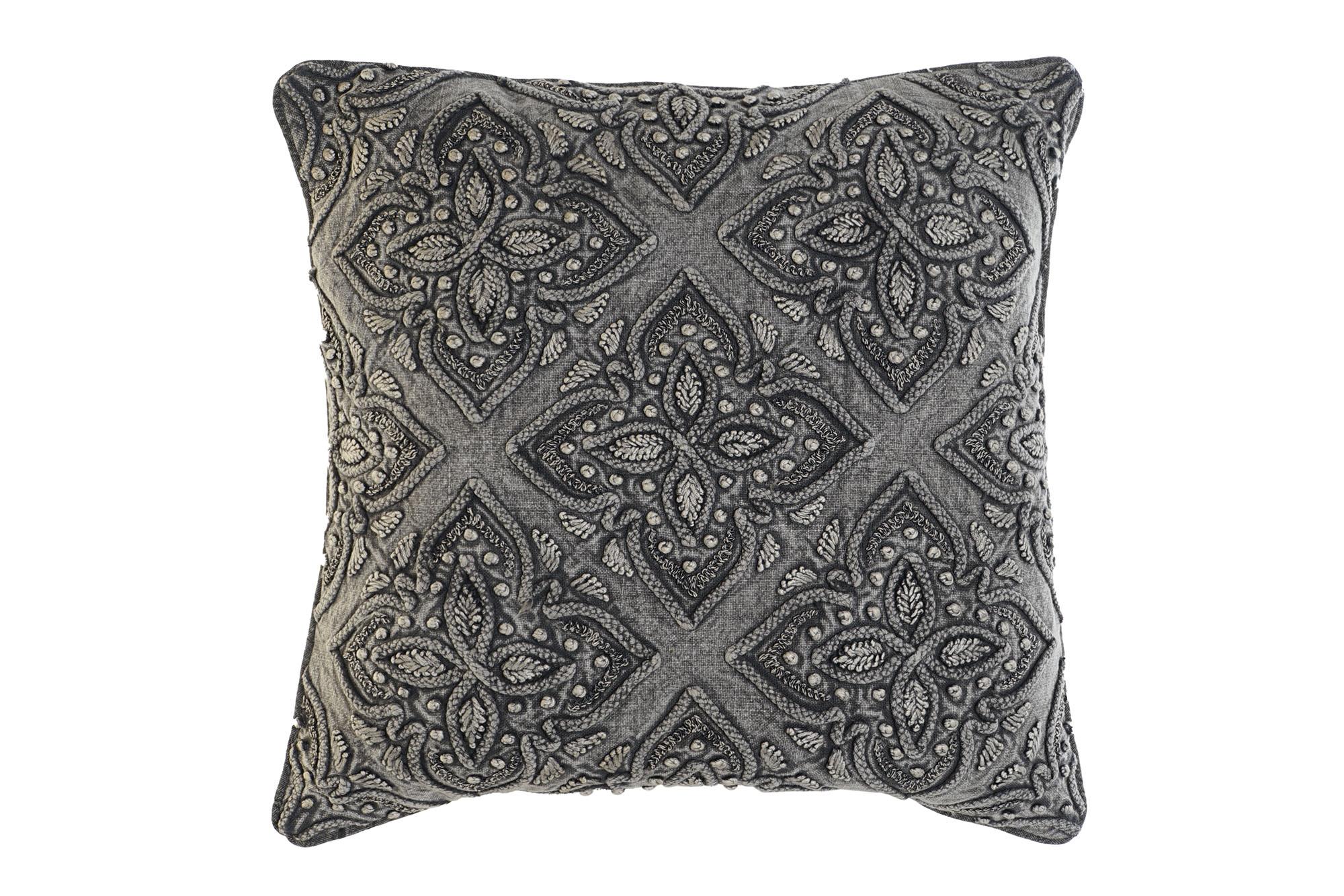 DKD Home Decor Cojín Precious23 de Poliéster Gris Claro 15x50x50 cm con Bordado y Cremallera - Pack de 2 Unidades