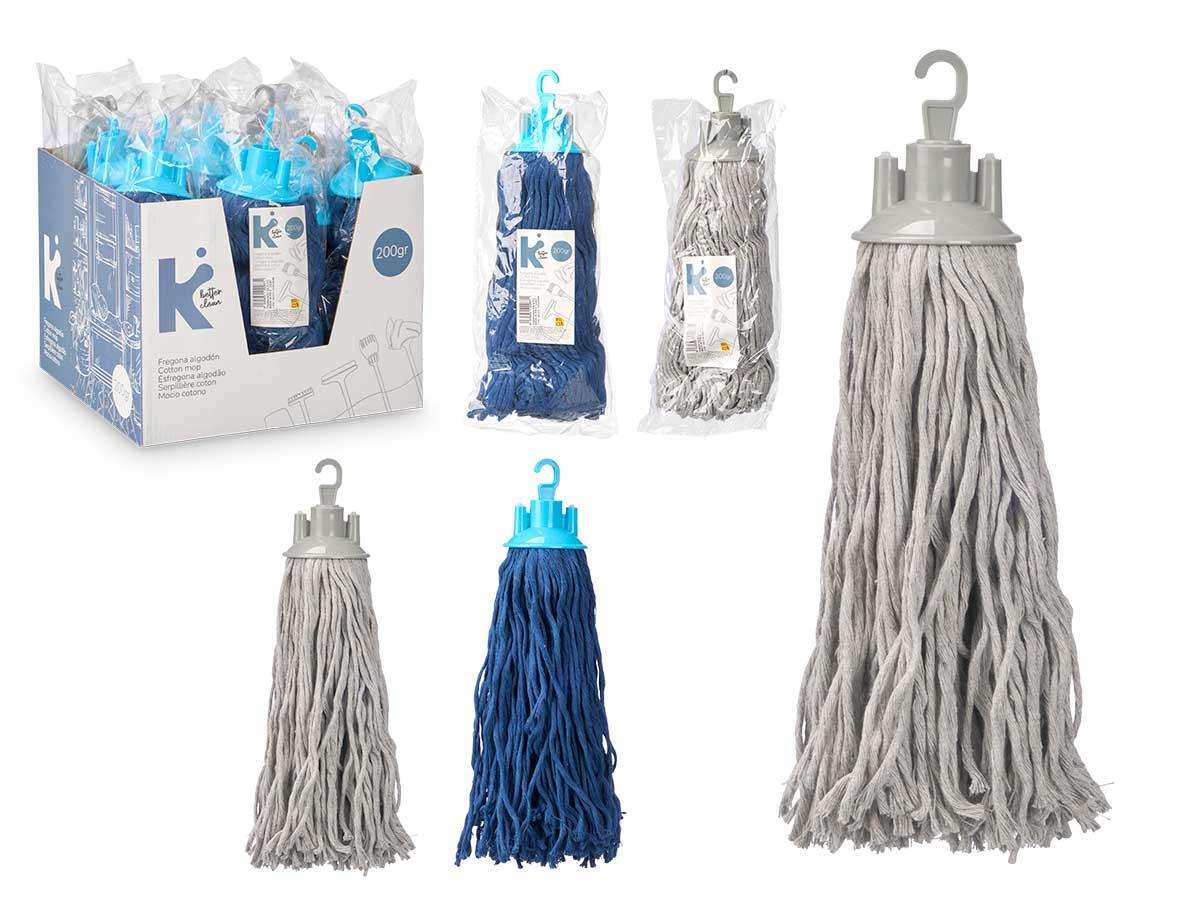 Arte Regal Fregona de Algodón 200 gr, Colores Surtidos (Gris, Azul), 8x28x8 cm (12 Unidades)