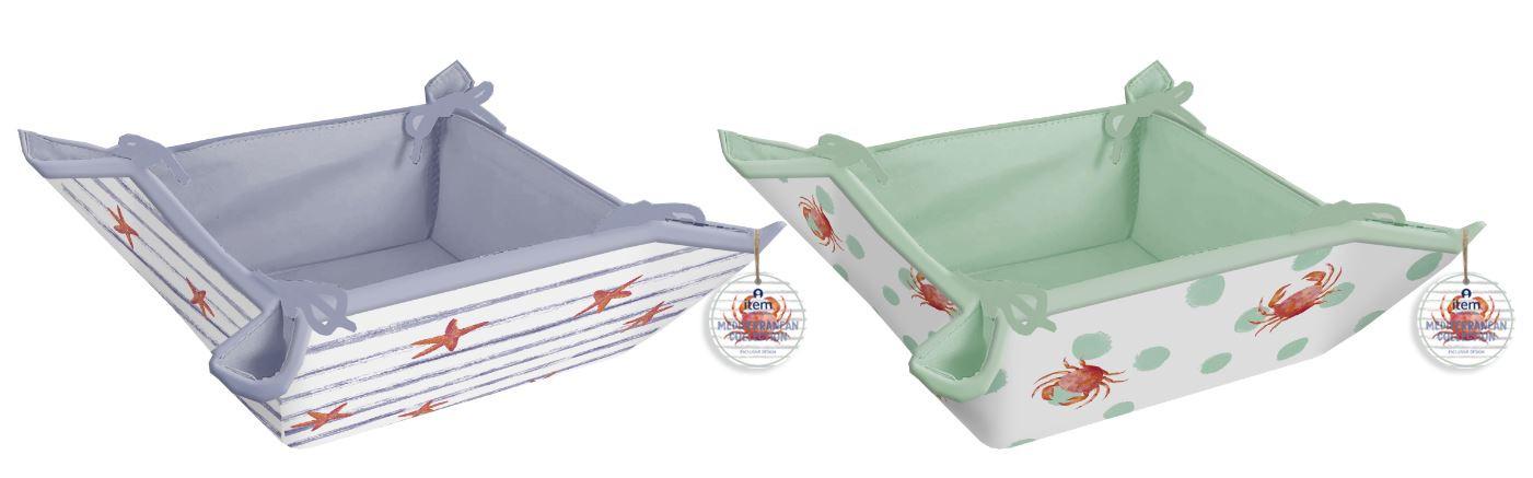 DKD Home Decor Cesta Mediterránea de Algodón Verde y Azul 34x34x34 cm Ideal para Almacenaje y Decoración (2 Unidades)