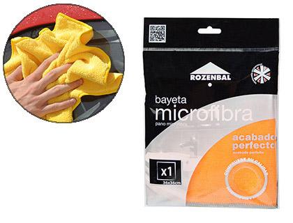 Blanca Bayeta microfibra acabado perfecto 36x36 cm para limpieza multi-superficie, alta absorción y poder de limpieza.