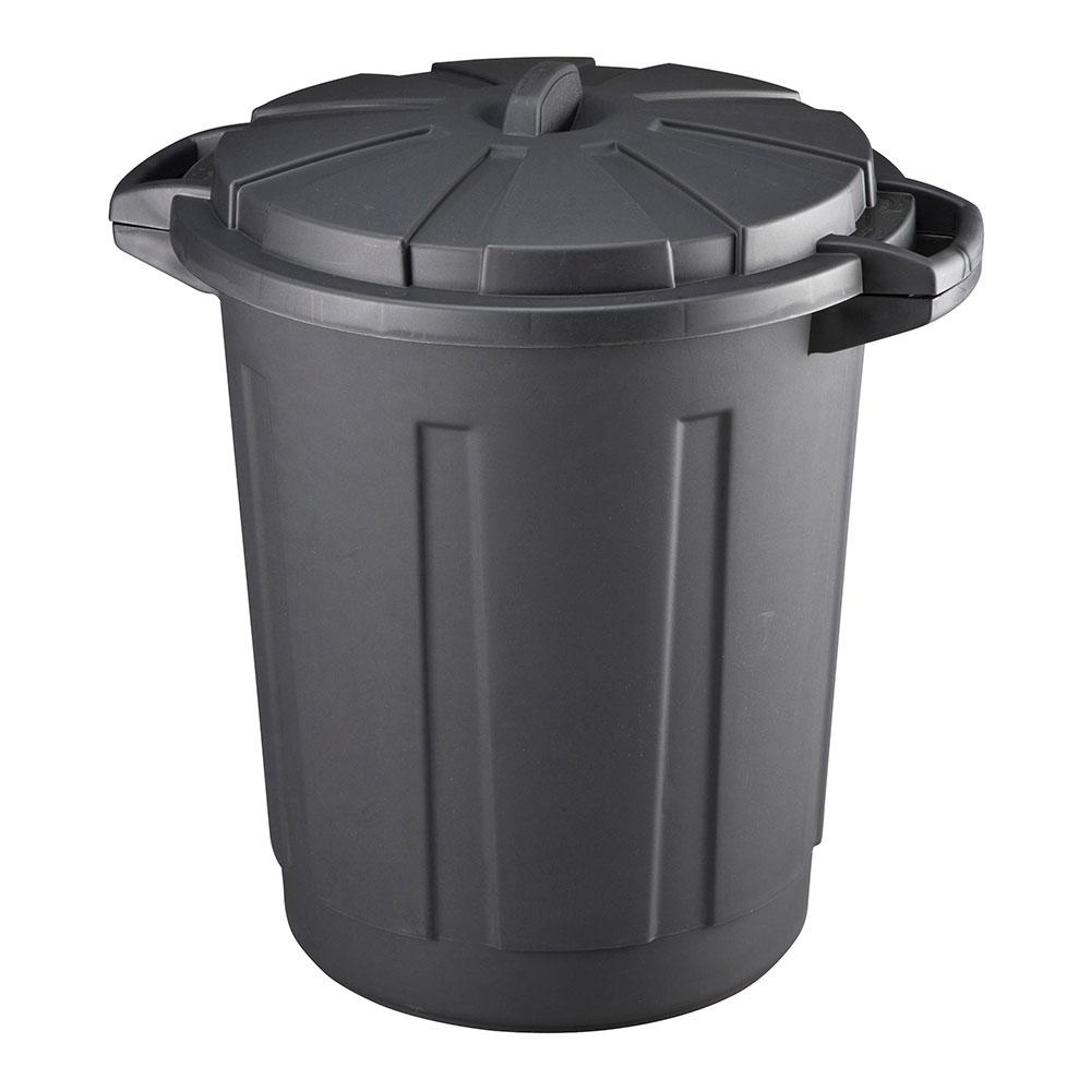 Mondex Cubo de basura de comunidad 80 litros negro con tapa, polipropileno