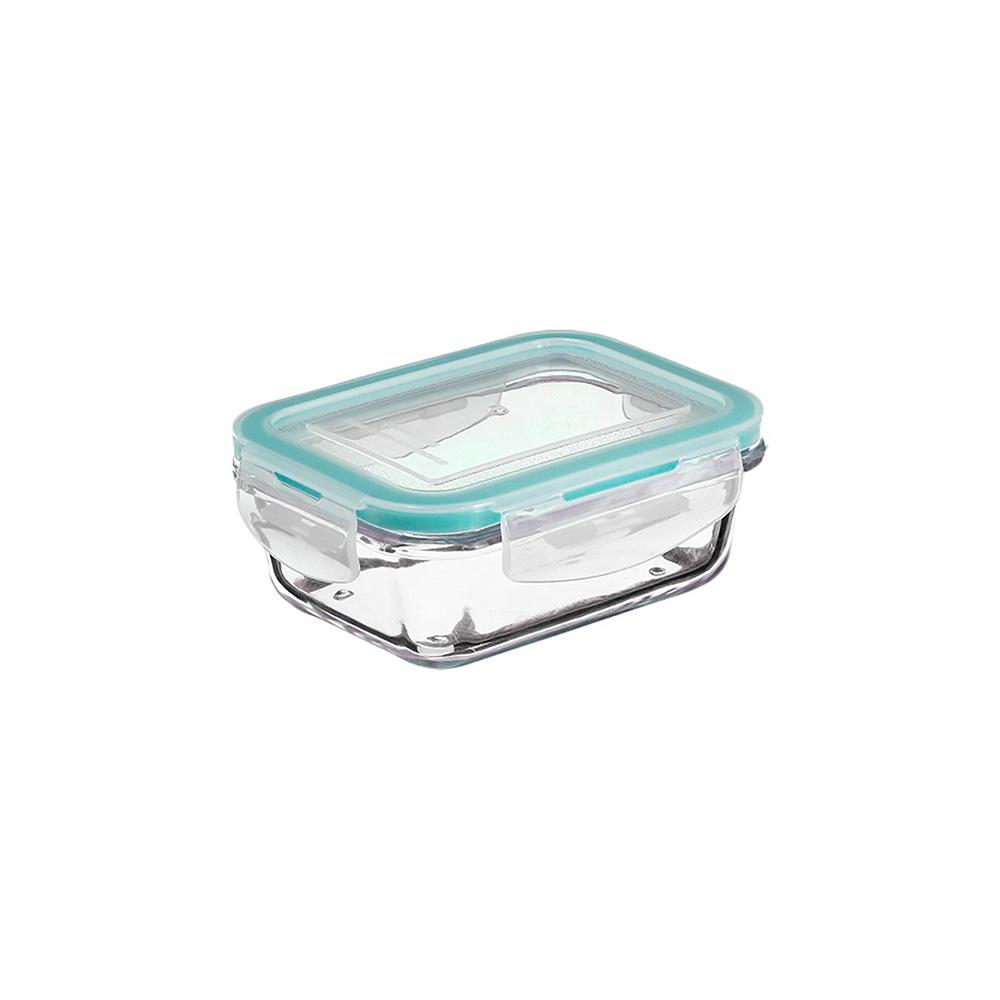 5Five Fiambrera de cristal 330 ml, 13x10x5 cm, transparente/azul