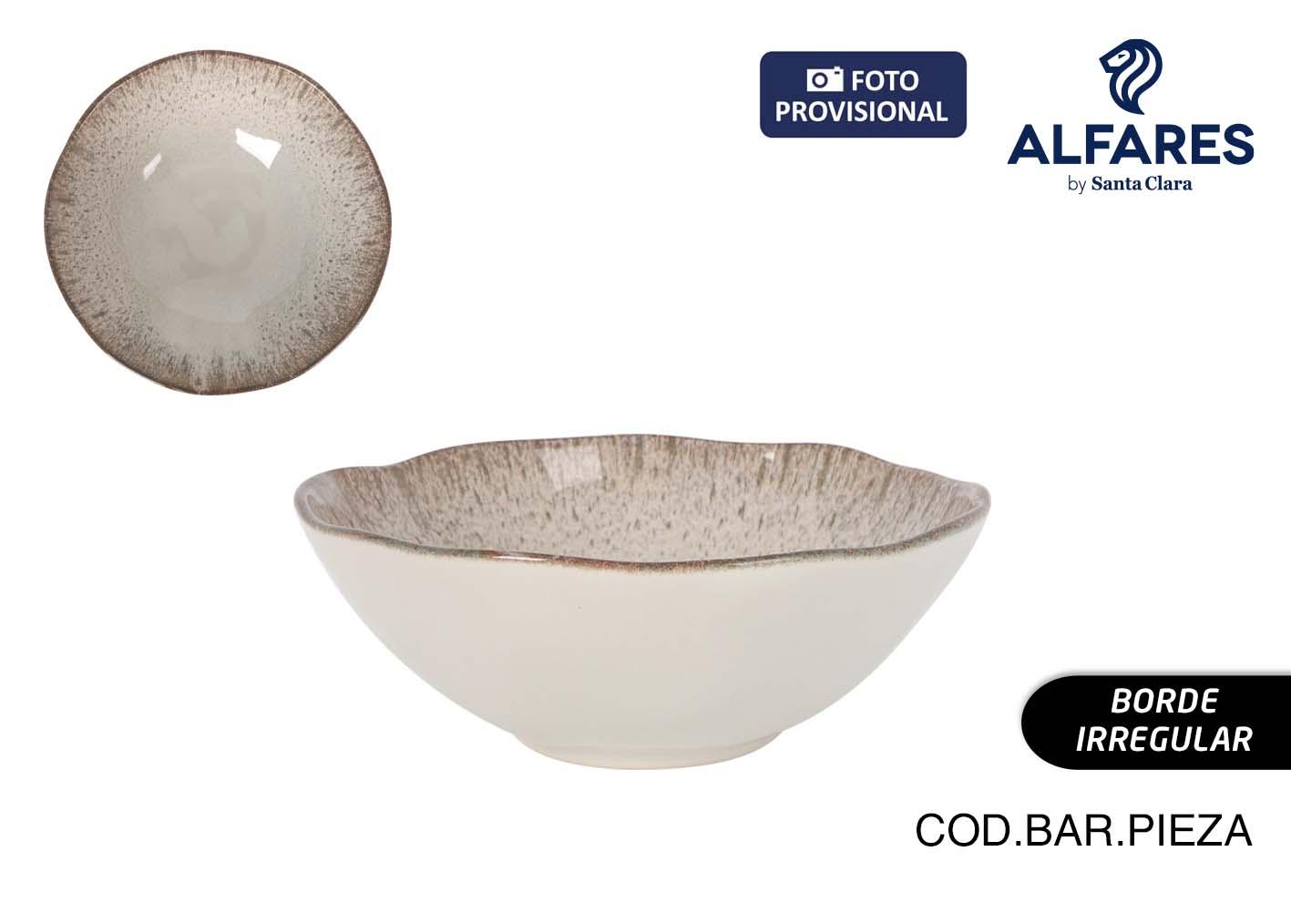 Inde Bol de Mesa Redondo Ø16 x 6 cm, Estilo Arena Ibérica con Acabado Brillante (24 Unidades)