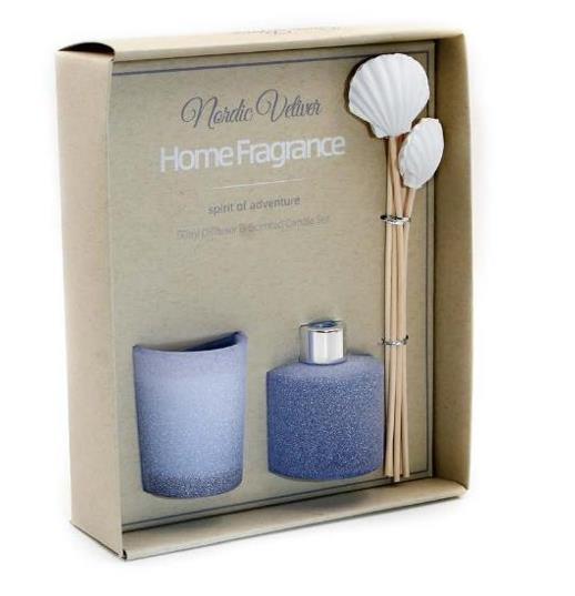 DKD Home Decor Ambientador Mikado Mediterráneo, Set de 2 unidades de 50ml, de Cristal Azul