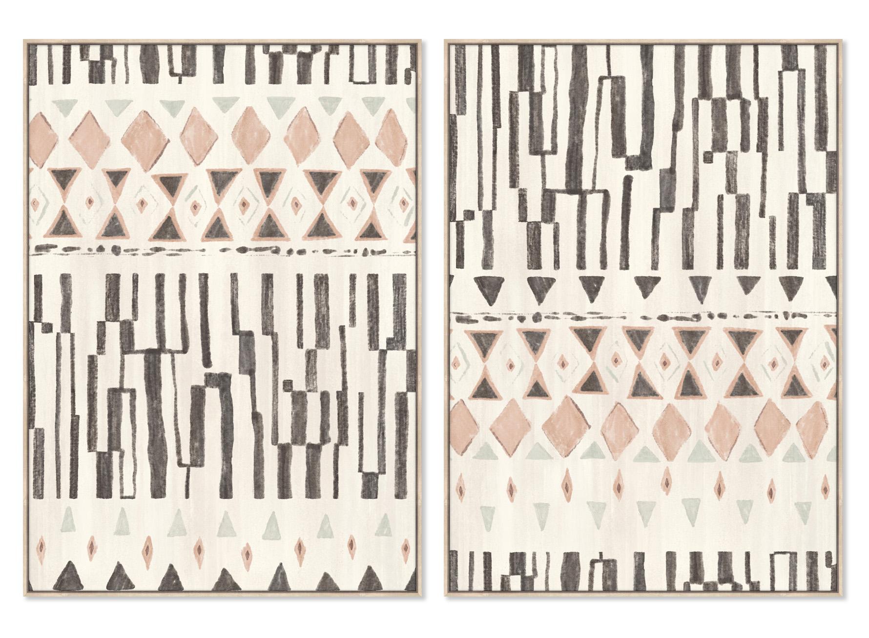 DKD Home Decor Cuadro Boho para Decoración, de Lienzo y Ps, Surtido Aleatorio, Beige, Negro y Rosa Palo, 140x100x4 cm (2 Unidades)