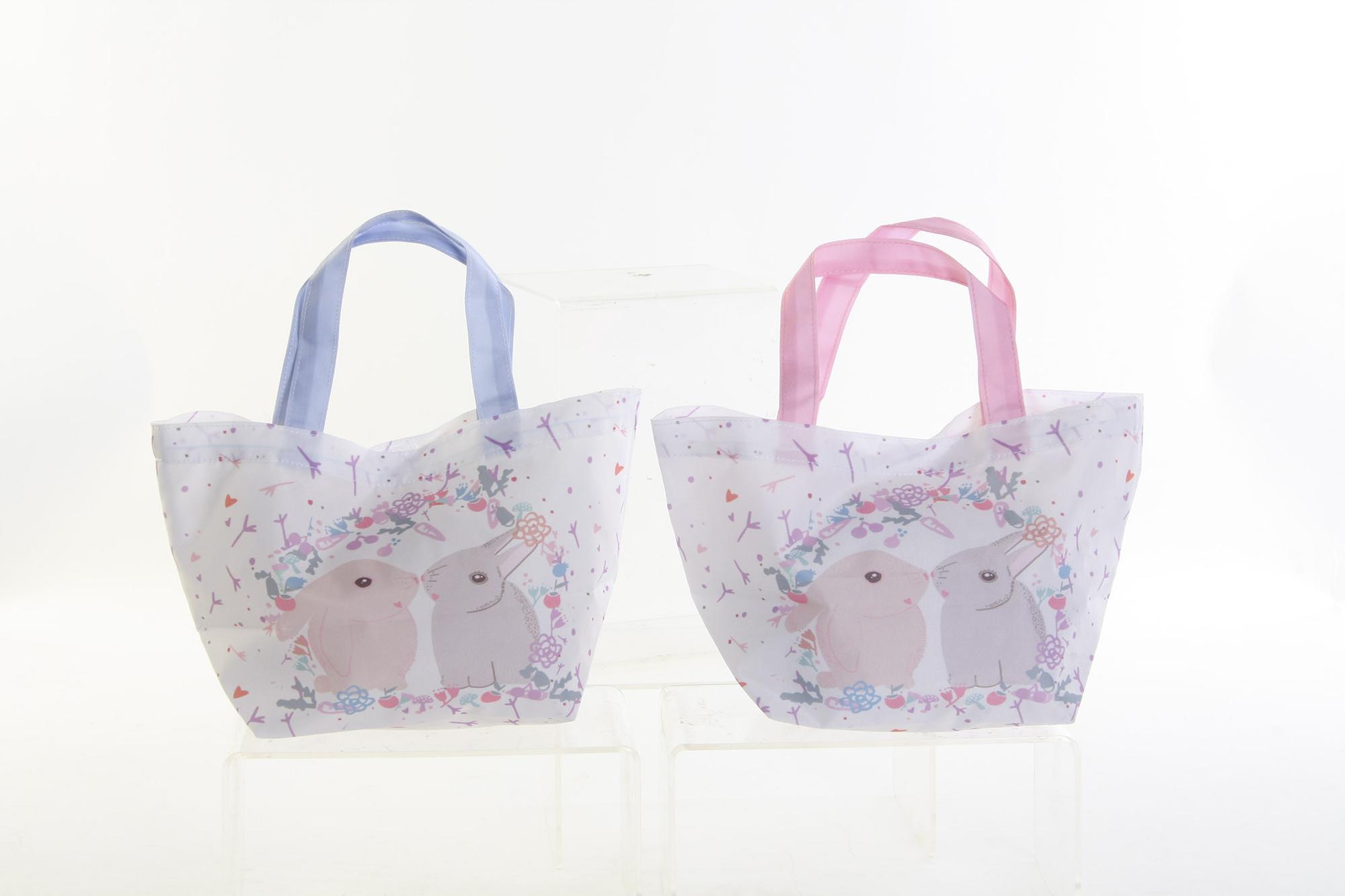 DKD Home Decor Bolsa Baby Rabbits Lienzo Poliester Colores Surtidos Blanco Rosa Azul 14 x 32 x 34 cm - Pack 12 Unidades