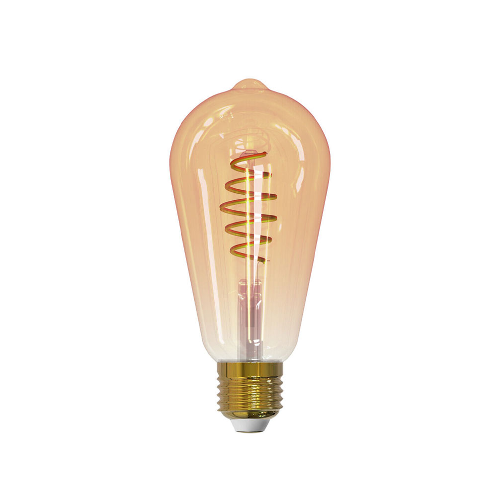 Bombilla LED Edison de filamento Airam Smarta Hem ámbar, st64, espiral e27, 6w