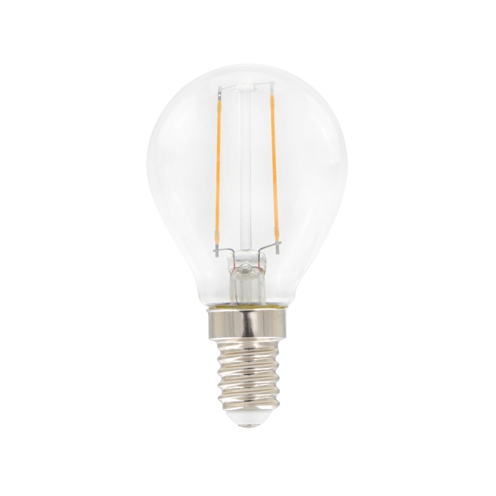 Bombilla de filamento LED Airam - globo de luz claro, no regulable e14, 2w