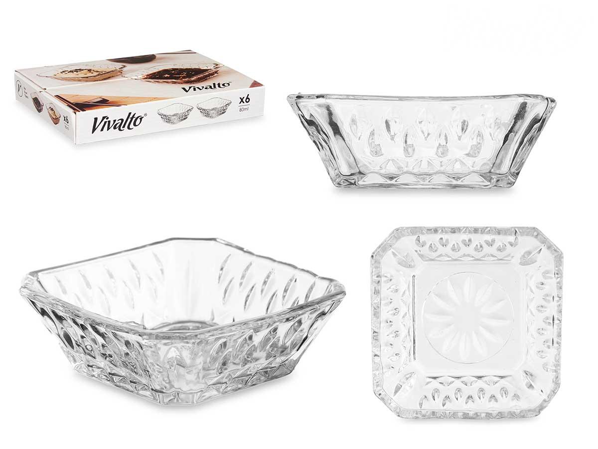 Vivalto Salsero de Vidrio Cuadrado 80 ml 8x3x8 cm Transparente (72 Unidades)
