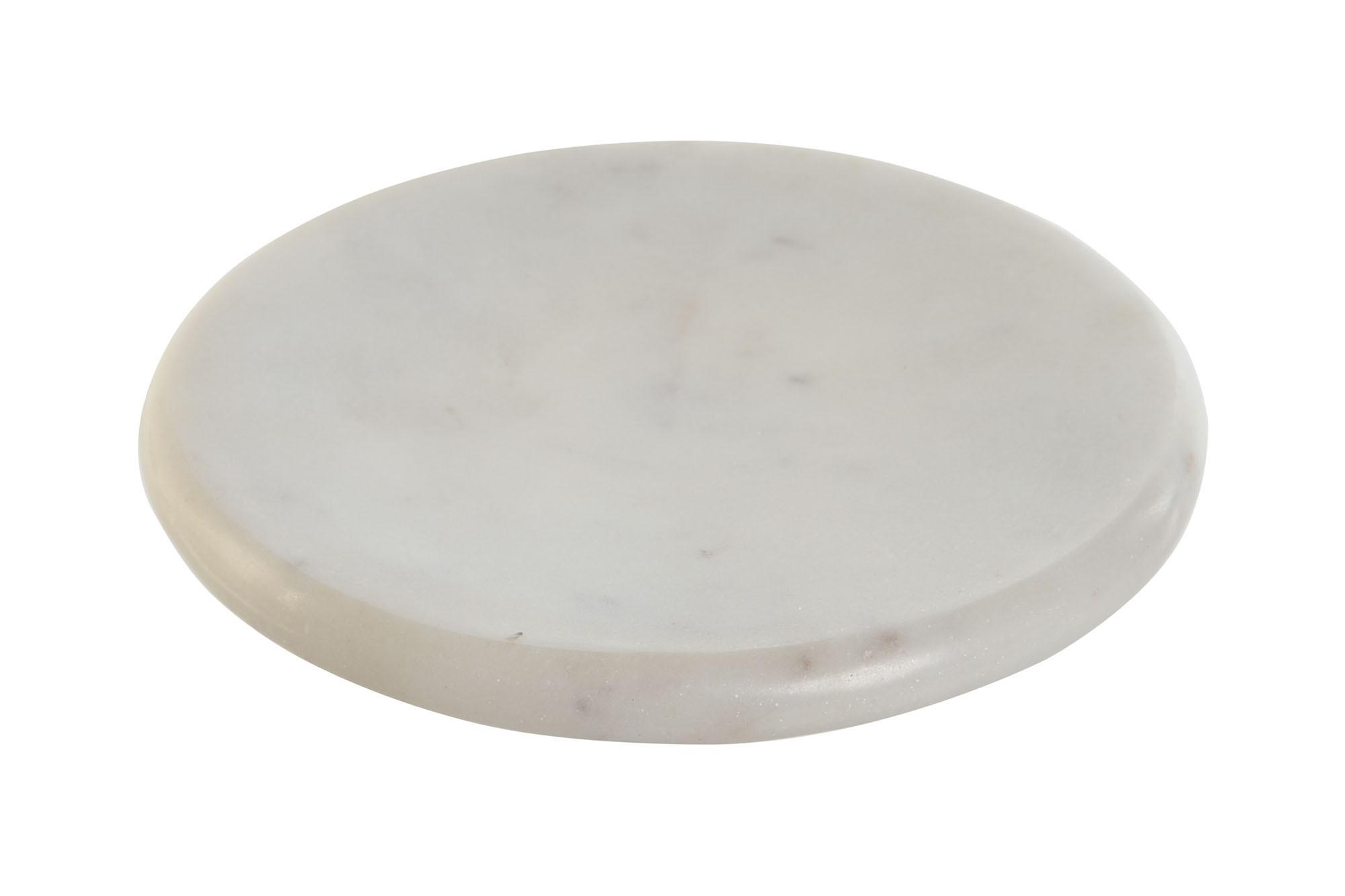 DKD Home Decor Bandeja Vaciabolsillos Chic de Mármol Blanco, 15x15x1.5 cm (Pack de 6 Unidades)