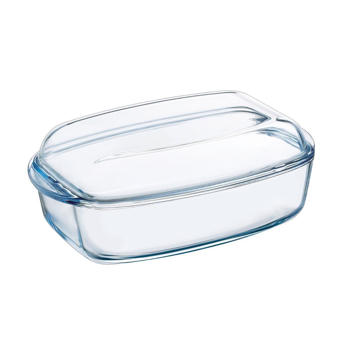 Pyrex Cacerola Classic Vidrio con Tapa de Vidrio 38x22x11 cm Transparente Extra Resistente, Apta Horno, Microondas y Lavavajillas.