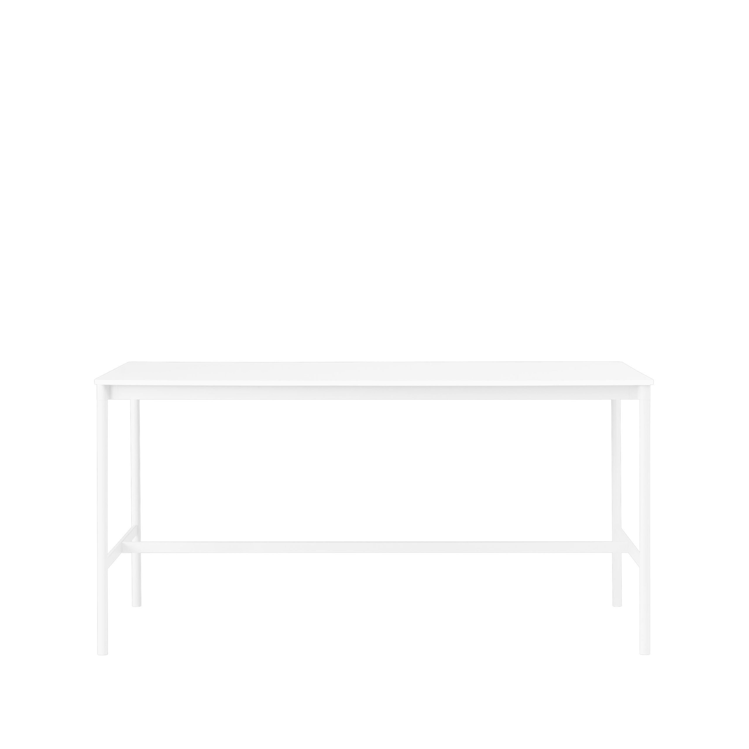 Mesa de bar Base High White laminate, base blanca, borde de abs, w85 l190 h95