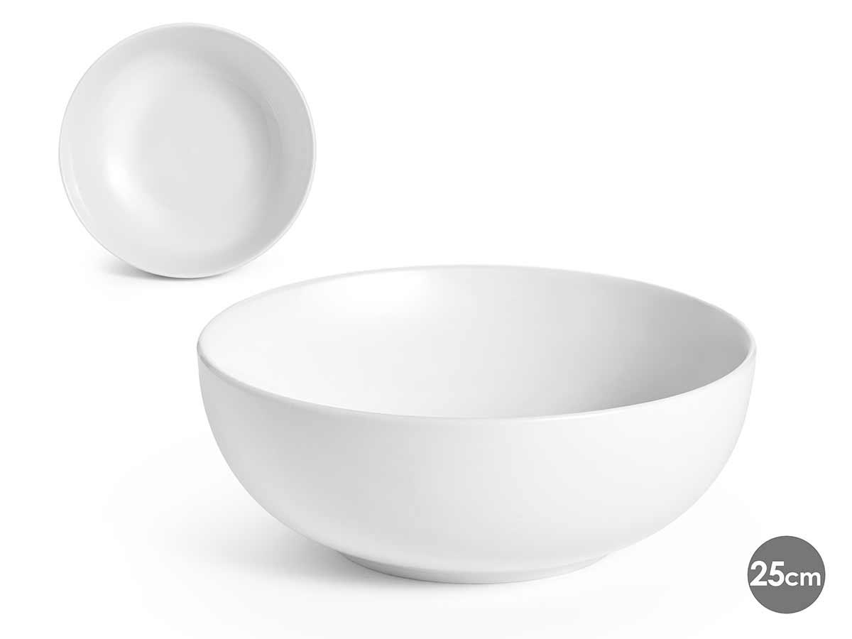 Vessia Ensaladera de Porcelana Redonda 25 cm, Blanco (6 Unidades)