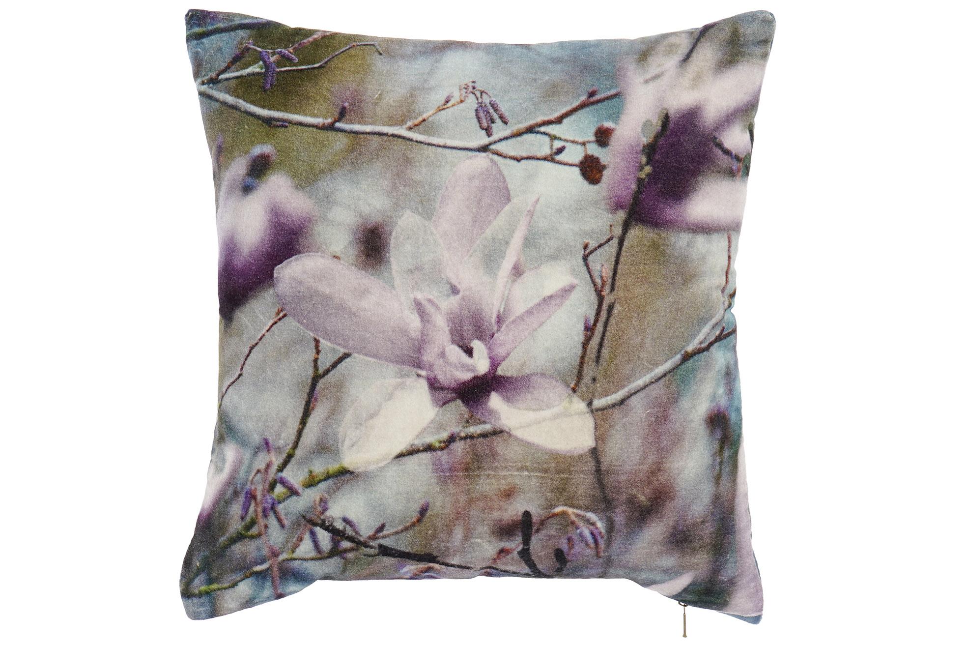 DKD Home Decor Cojín Oriental Decorativo de Algodón Morado y Verde con Diseño Floral y Cremallera 10x45x45 cm (2 Unidades)