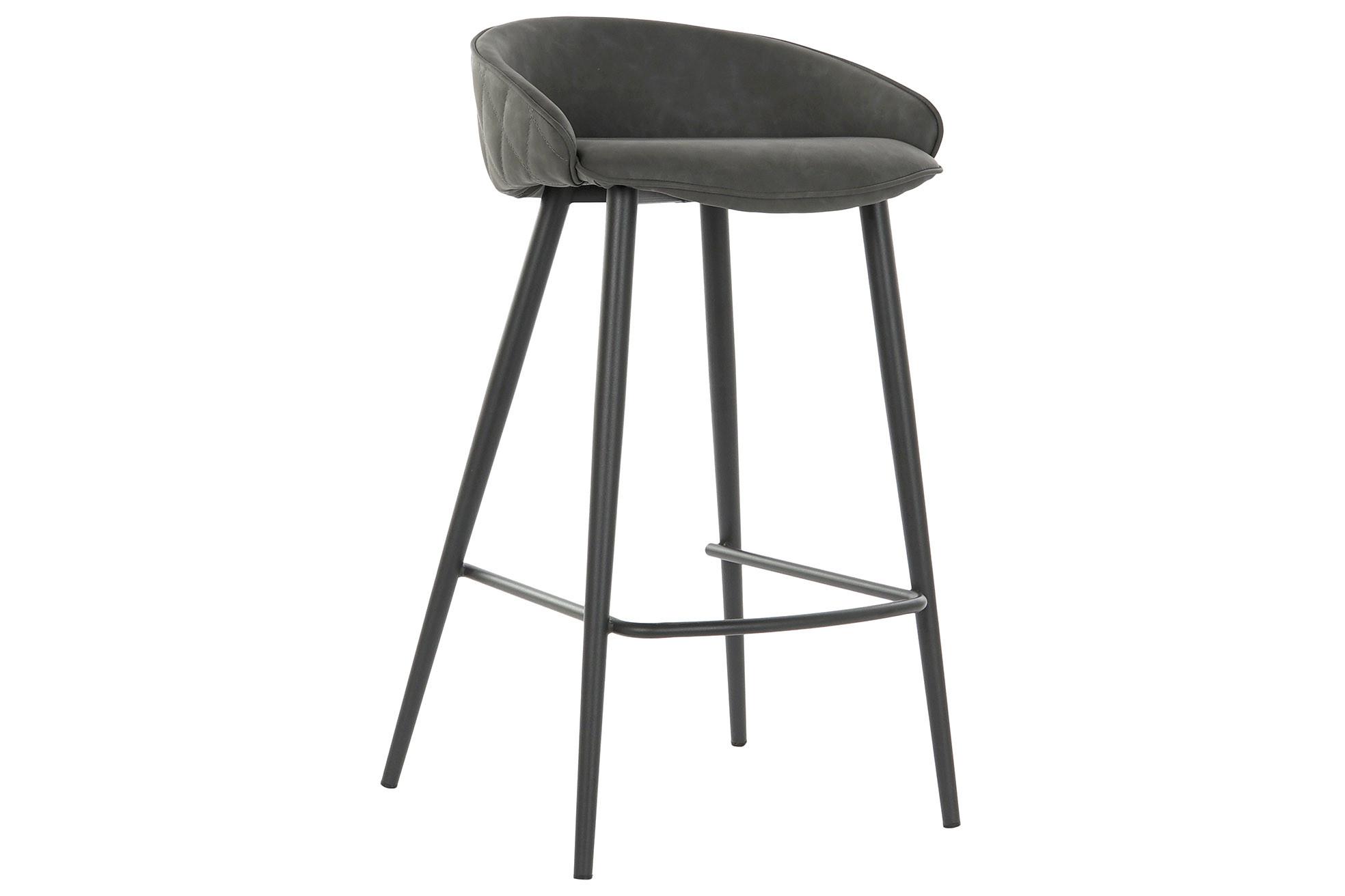 DKD Home Decor Taburete Vintage de PU y Metal Gris Oscuro y Negro, Altura Asiento 72cm, 87.5cm Alto, Desmontable (2 Unidades)