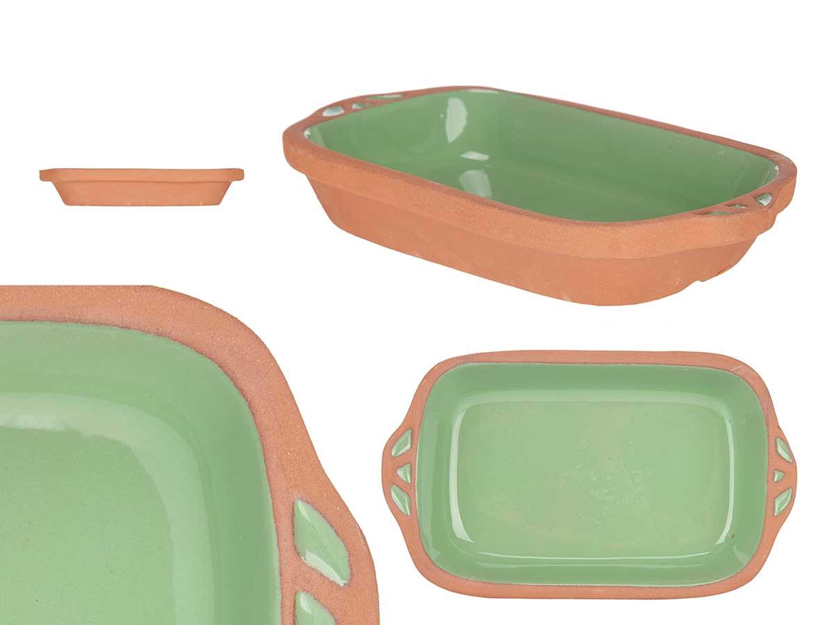 La Dehesa Cazuela de Barro Rectangular con Asas 23 cm Verde (8 Unidades)