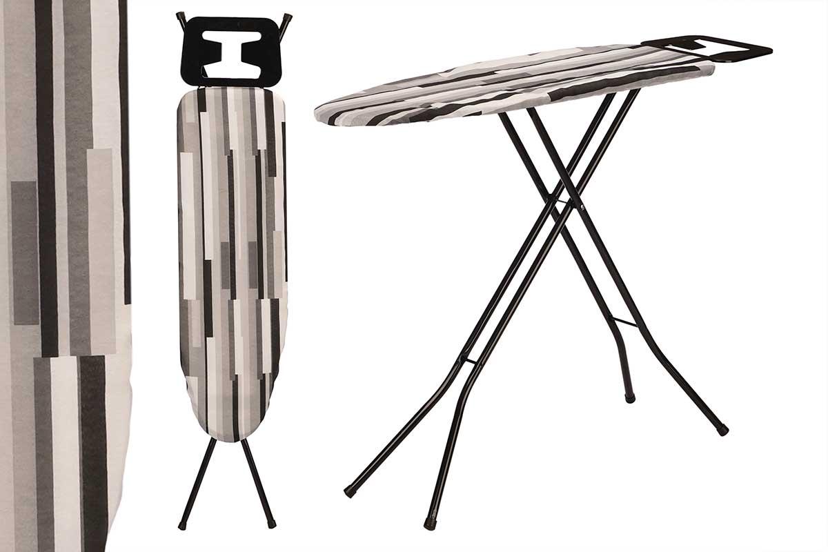 Kipit Tabla de Planchar con Rayas Negras 30x105 cm, Metal y Tela, Color Negro (4 Unidades)