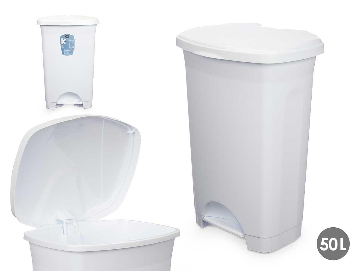 Arte Regal Papelera de Pedal de Plástico Blanco 50L 43x64x33 cm (3 Unidades)
