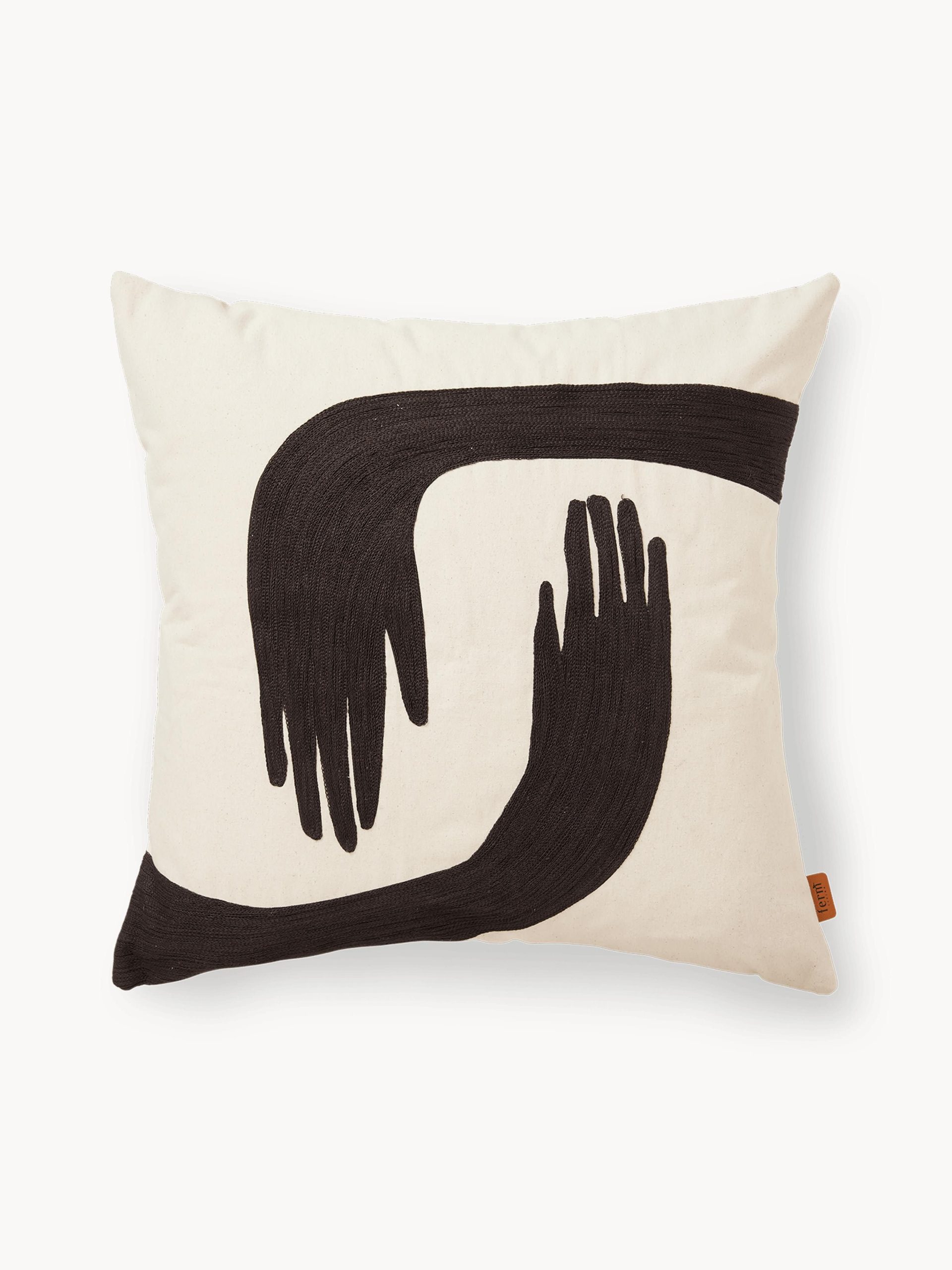 Funda de cojín bordada a mano de algodón ecológico Pose