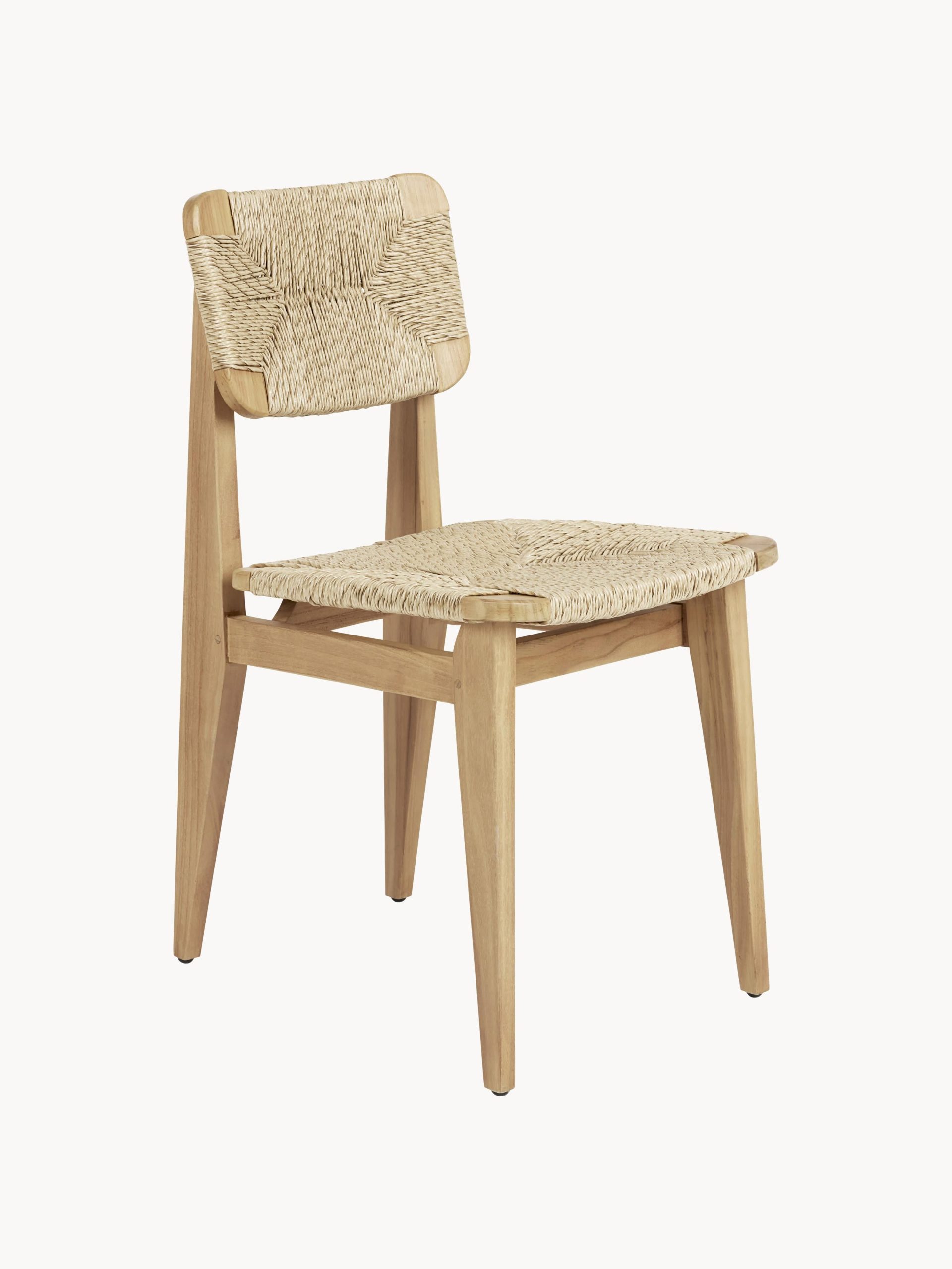 Silla de jardín de madera de teca con asiento y respaldo tejidos C-Chair