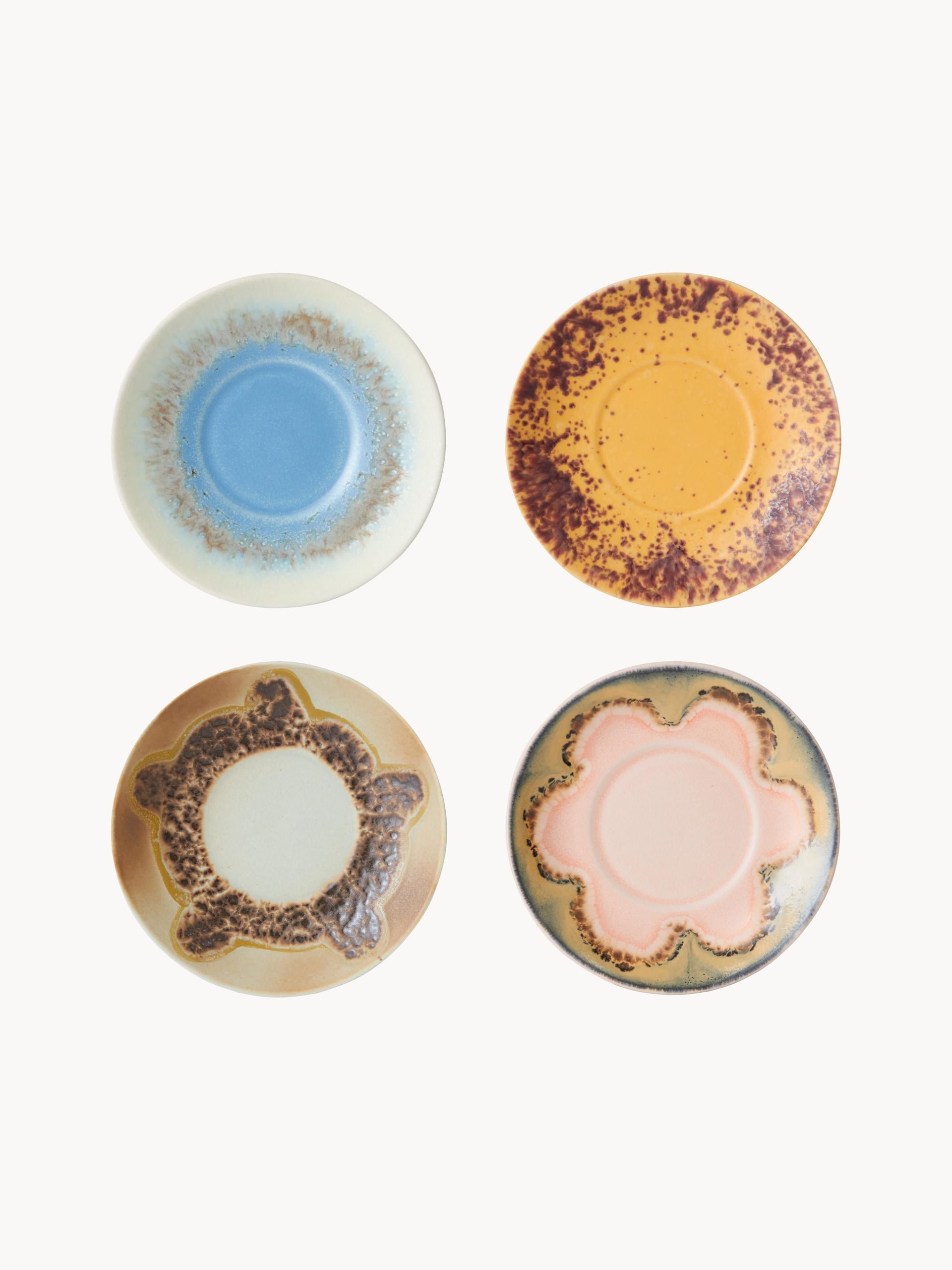 Platitos artesanales de gres 70's, 4 uds.