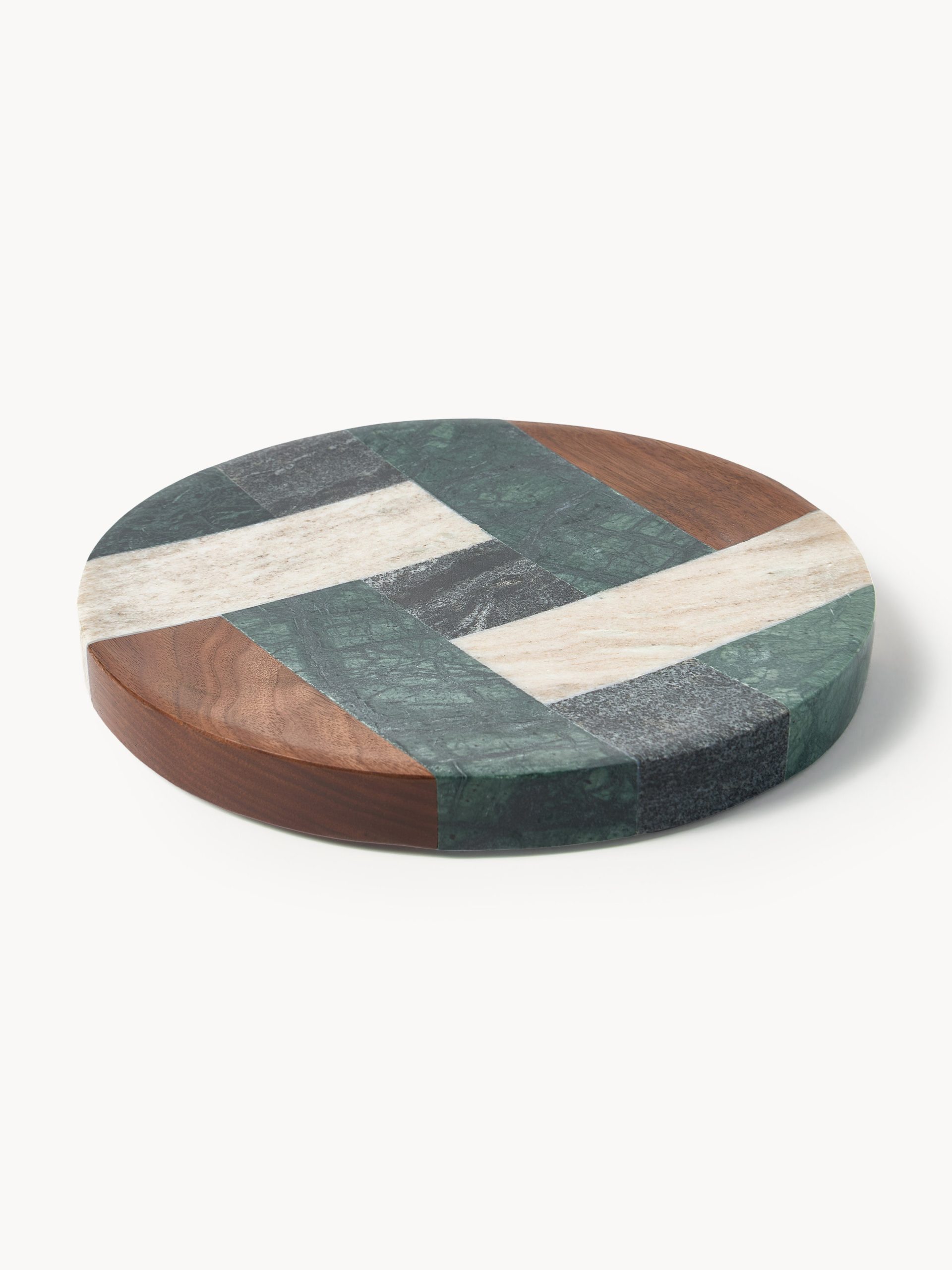 Bandeja decorativa grande de mármol y madera de nogal Mauricio