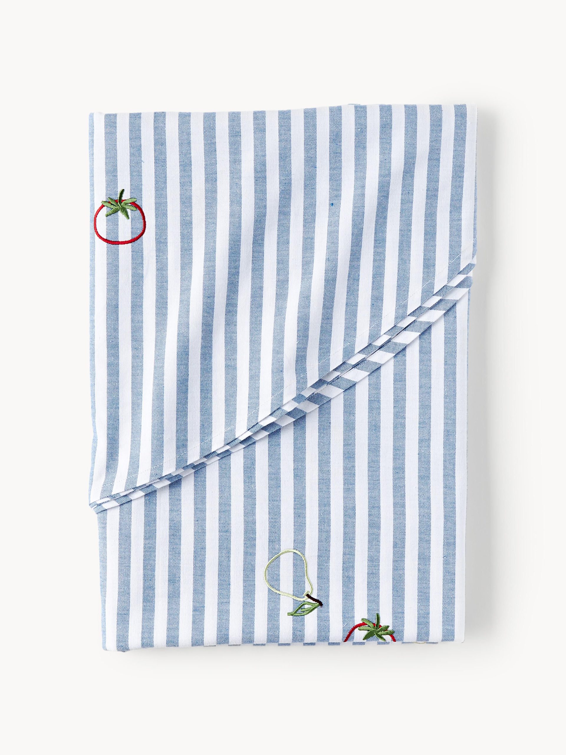 Mantel redondo a rayas con motivos bordados Melony