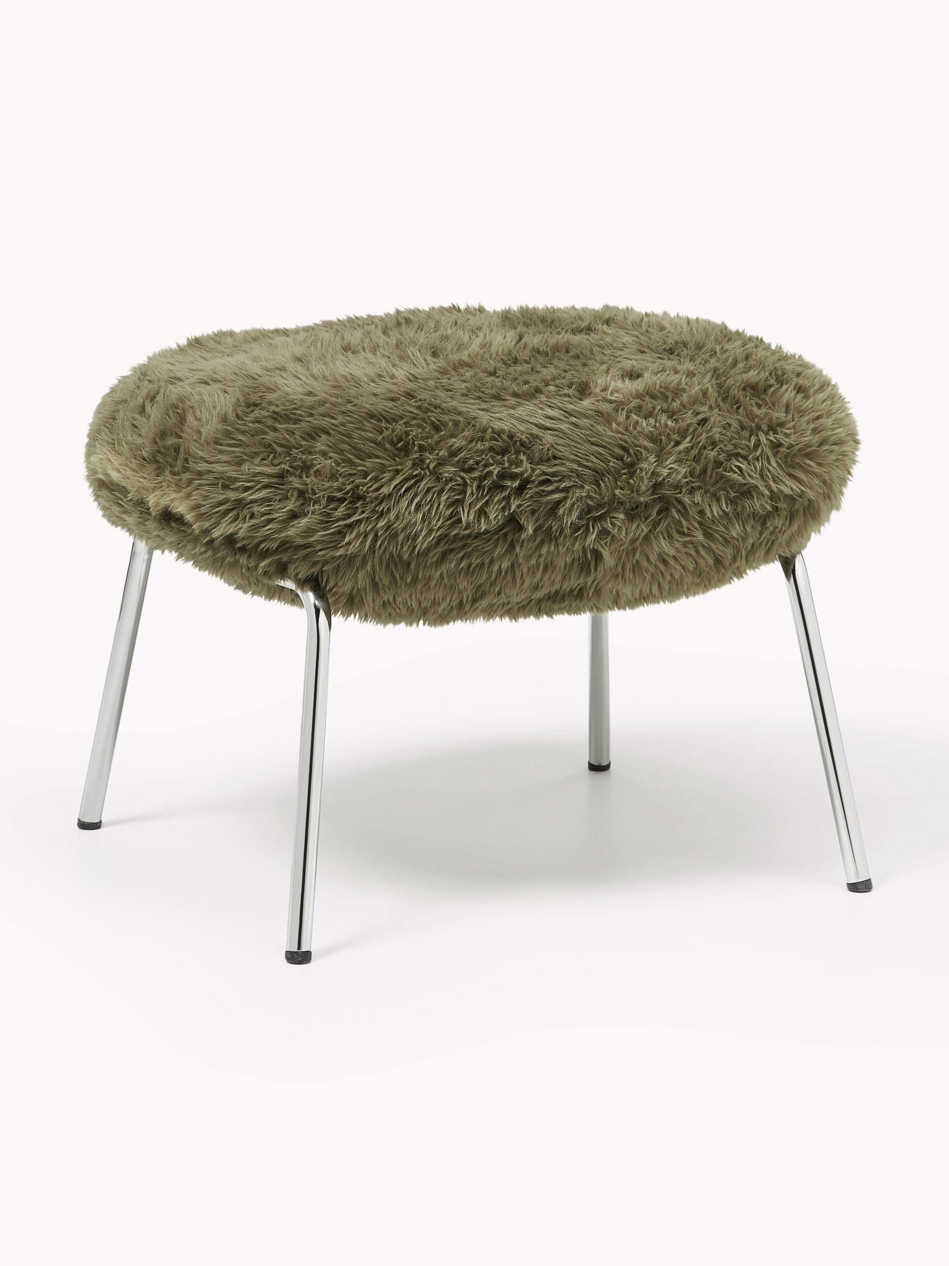 Taburete de cuero sintético con patas de metal Luan