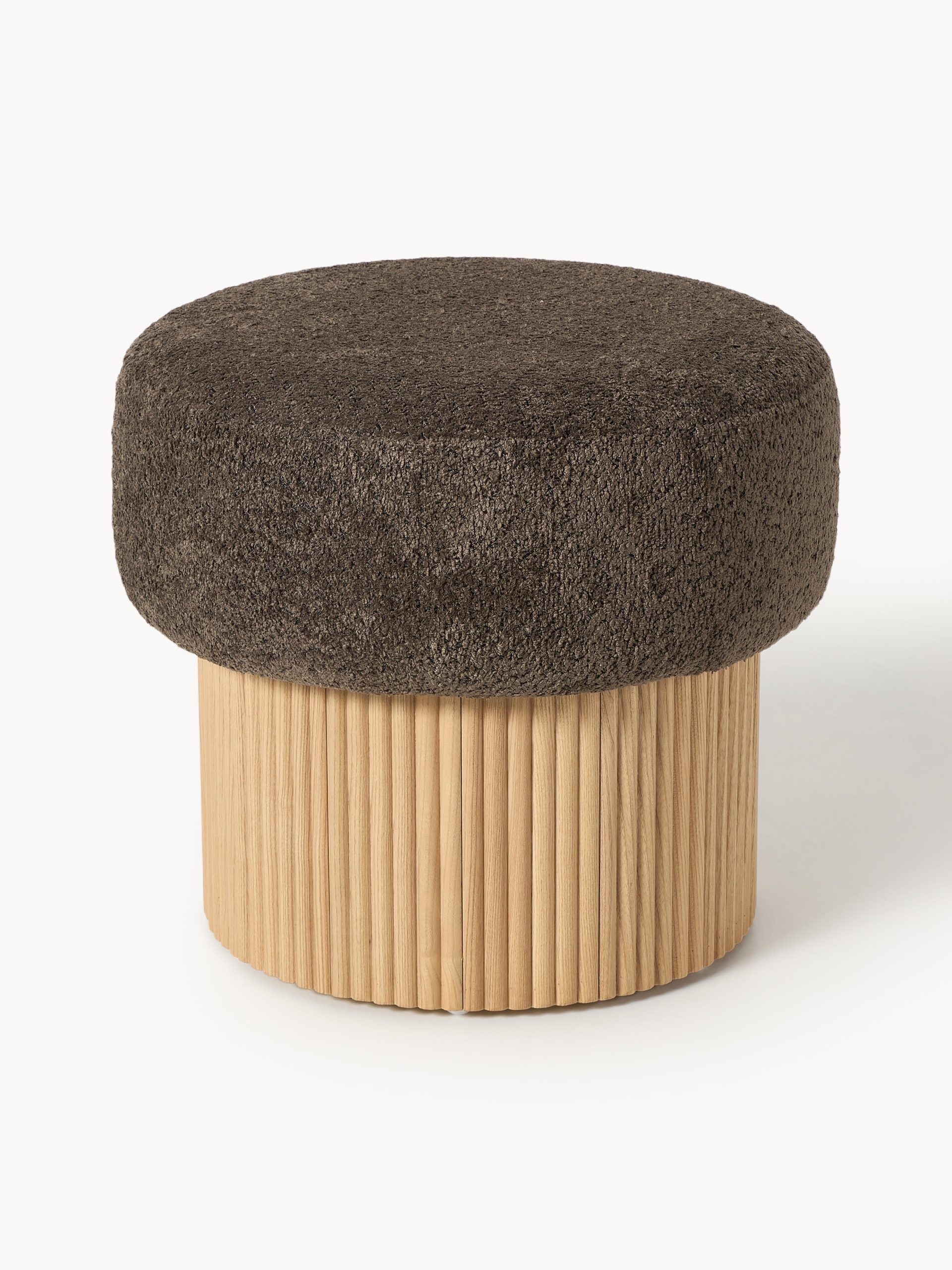 Taburete tapizado en borreguillo bouclé con espacio de almacenamiento Nala