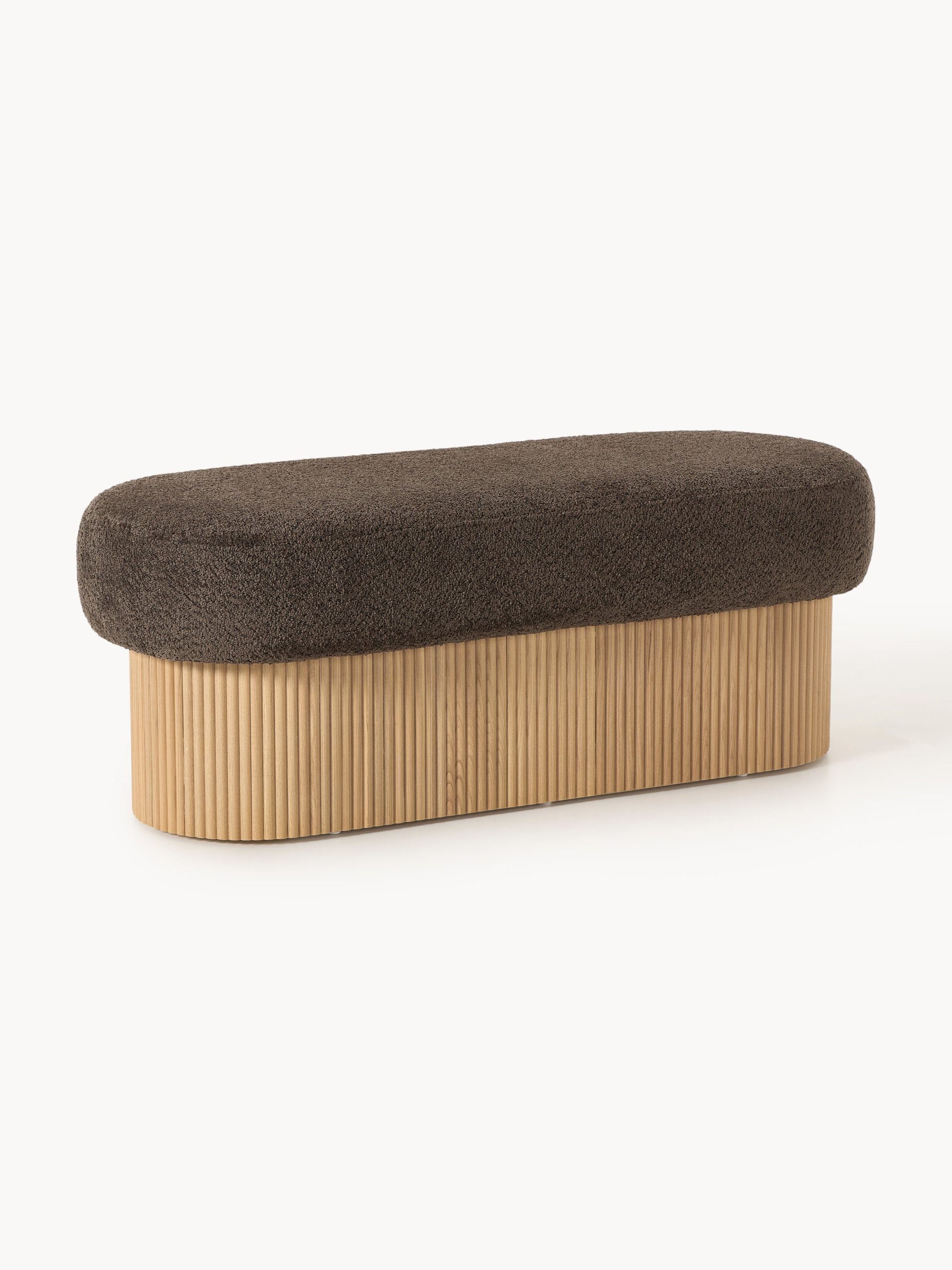 Banco tapizado en tejido borreguillo bouclé con espacio de almacenamiento Nala