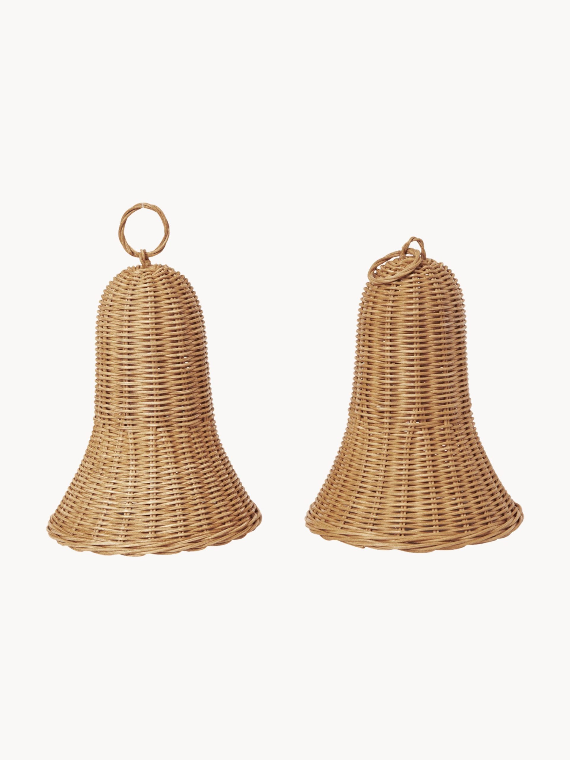 Adornos navideños artesanales de ratán Braided Bells, 2 uds.