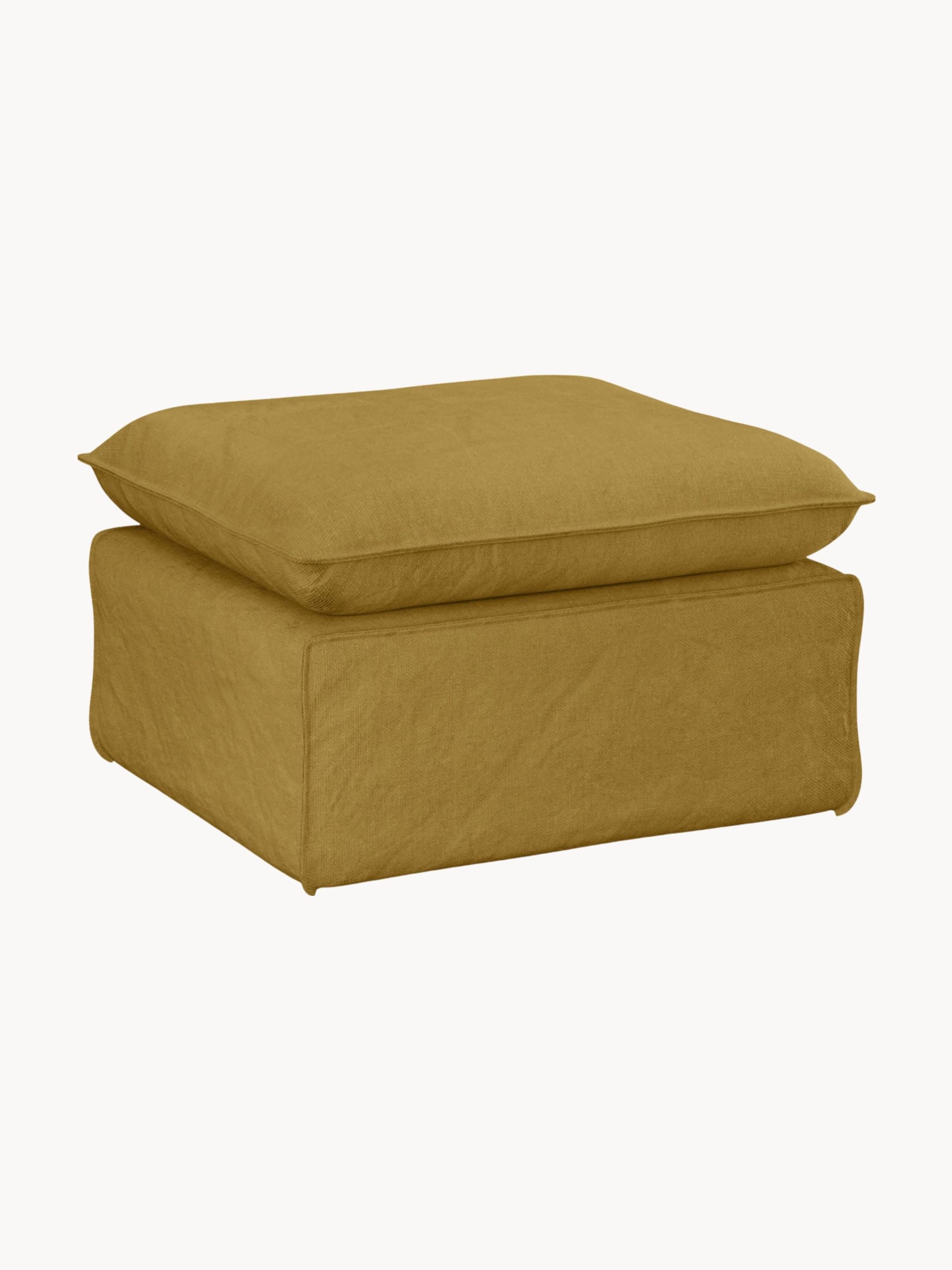 Reposapiés puf de lino Nomad, ocre