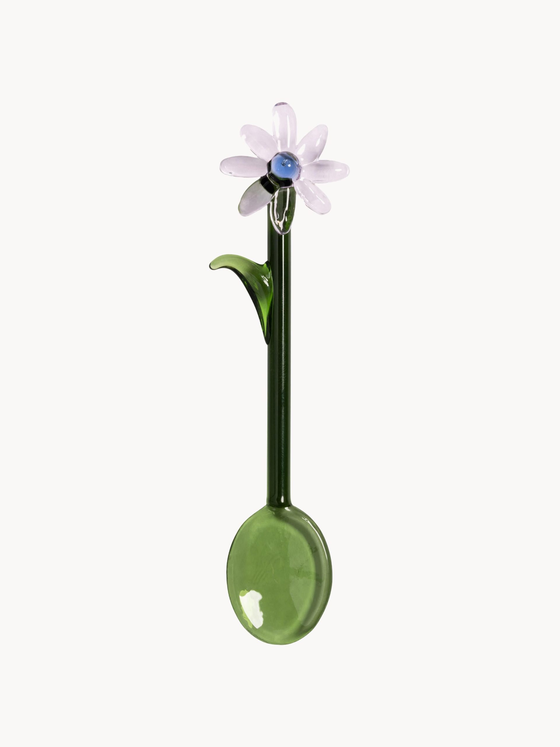 Cucharas artesanales de vidrio borosilicato Flora, 2 uds.