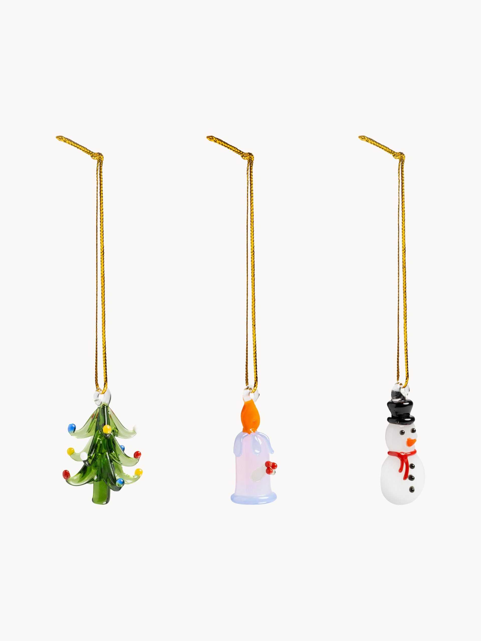 Adornos navideños artesanales de borosilicato Merry, 3 uds.