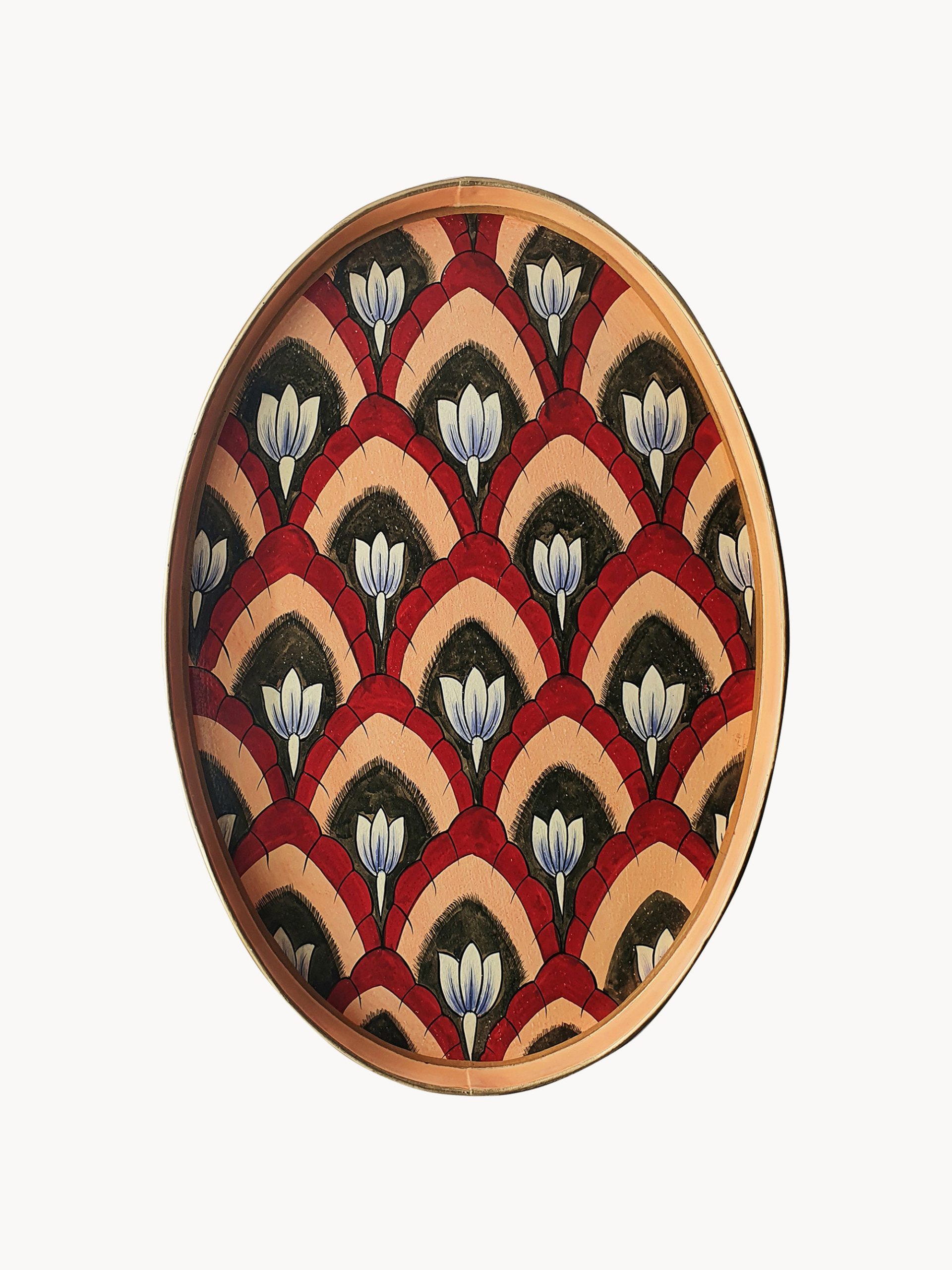 Bandeja decorativa pintada a mano Ikat