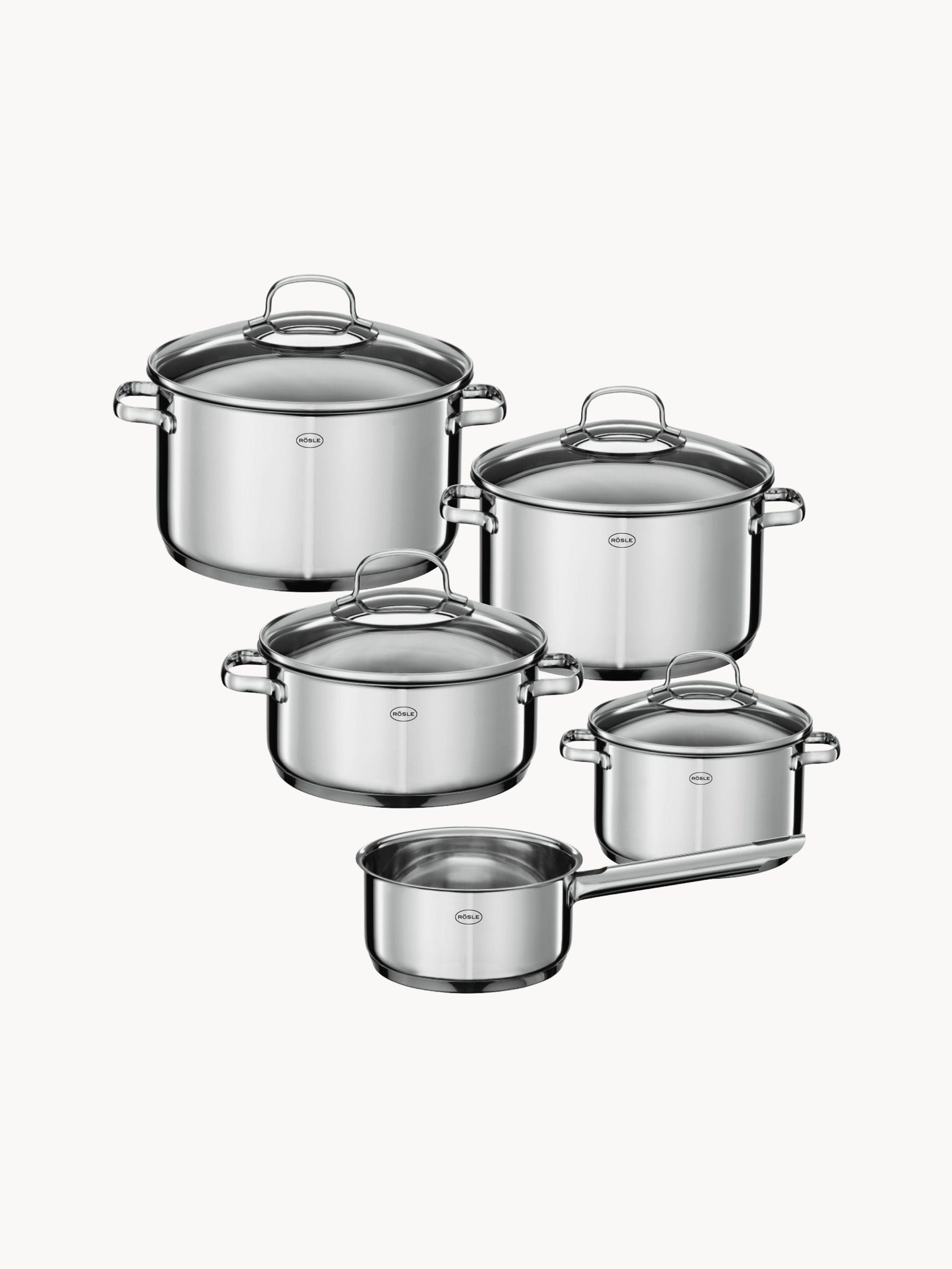 Batería de cocina de acero inoxidable Elegance, 5 pzas.