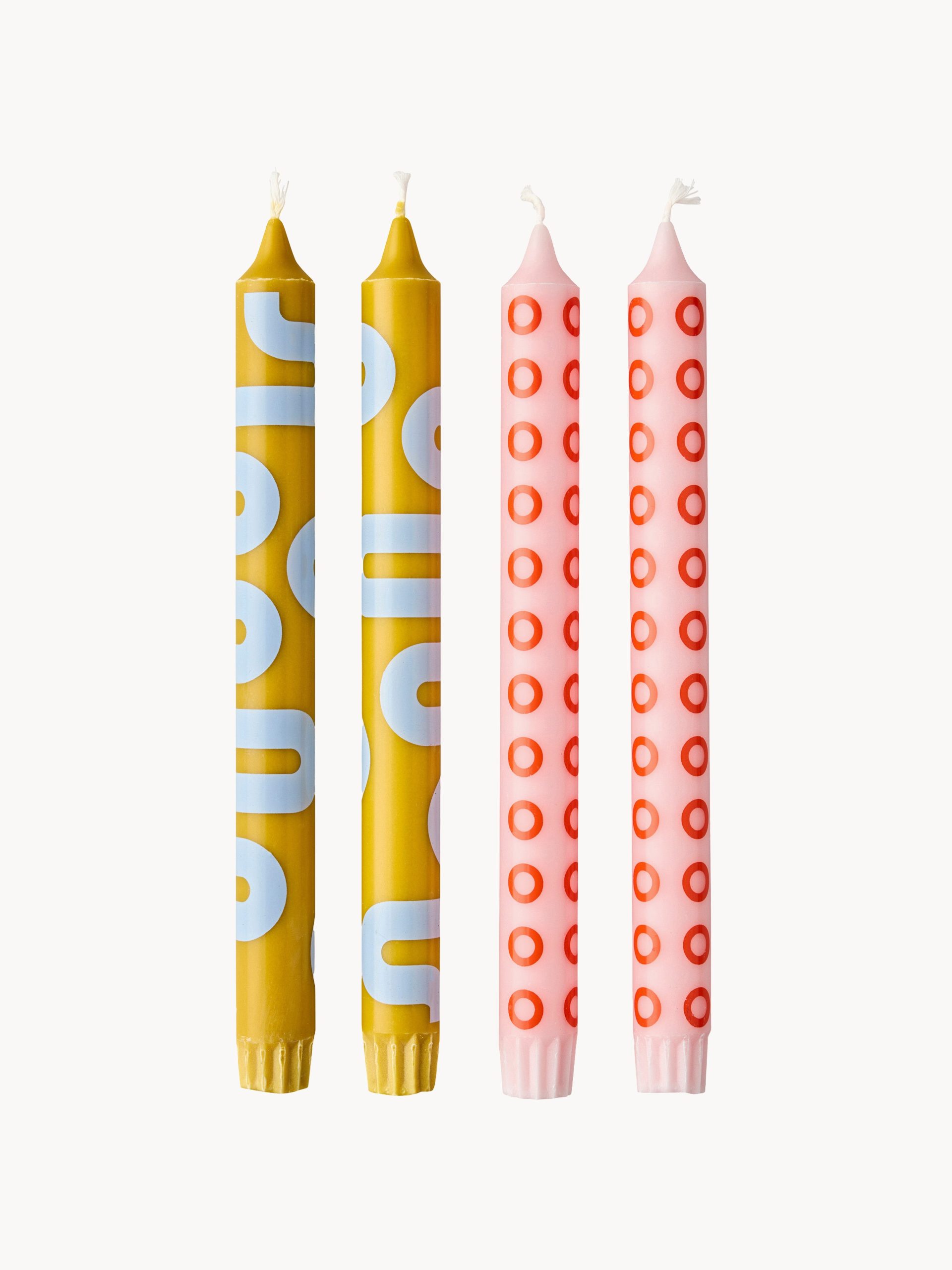 Velas cónicas Happy, 4 uds.