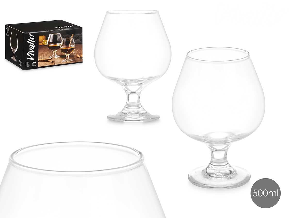 Vivalto Copa Licor 500 ml, Vidrio Transparente, 10x15x10 cm (24 Unidades)