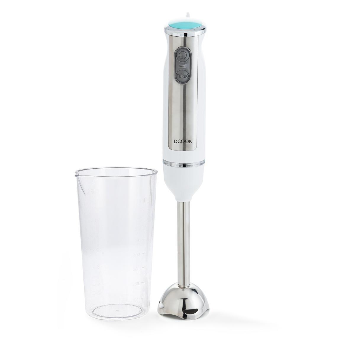 DCook Batidora de Mano Gallery 600W, Vaso Medidor 600ml, 1 Velocidad + Turbo, Acero Inoxidable, Mango Ergonómico, Blanca